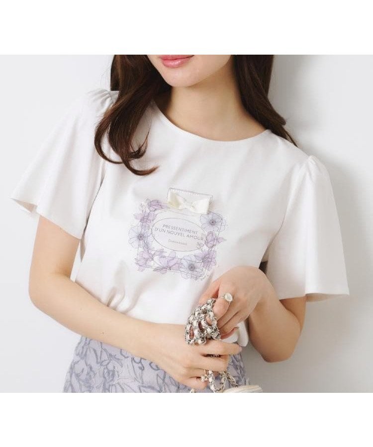 【クチュール ブローチ/Couture Brooch】の【接触冷感・UVカット】パフュームプリントTシャツ インテリア・キッズ・メンズ・レディースファッション・服の通販 founy(ファニー) 　ファッション　Fashion　レディースファッション　WOMEN　トップス・カットソー　Tops/Tshirt　シャツ/ブラウス　Shirts/Blouses　ロング / Tシャツ　T-Shirts　グリッター　Glitter　グログラン　Grosgrain　コンパクト　Compact　パール　Pearl　フェミニン　Feminine　フラワー　Flower　フレア　Flare　プリント　Print　モチーフ　Motif　リボン　Ribbon　定番　Standard　オフホワイト|ID: prp329100004530998 ipo3291000000032064824