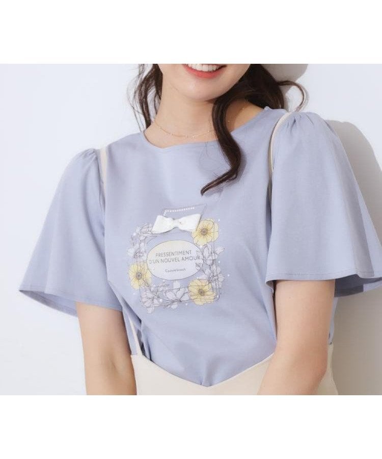 【クチュール ブローチ/Couture Brooch】の【接触冷感・UVカット】パフュームプリントTシャツ インテリア・キッズ・メンズ・レディースファッション・服の通販 founy(ファニー) 　ファッション　Fashion　レディースファッション　WOMEN　トップス・カットソー　Tops/Tshirt　シャツ/ブラウス　Shirts/Blouses　ロング / Tシャツ　T-Shirts　グリッター　Glitter　グログラン　Grosgrain　コンパクト　Compact　パール　Pearl　フェミニン　Feminine　フラワー　Flower　フレア　Flare　プリント　Print　モチーフ　Motif　リボン　Ribbon　定番　Standard　サックスブルー|ID: prp329100004530998 ipo3291000000032064829