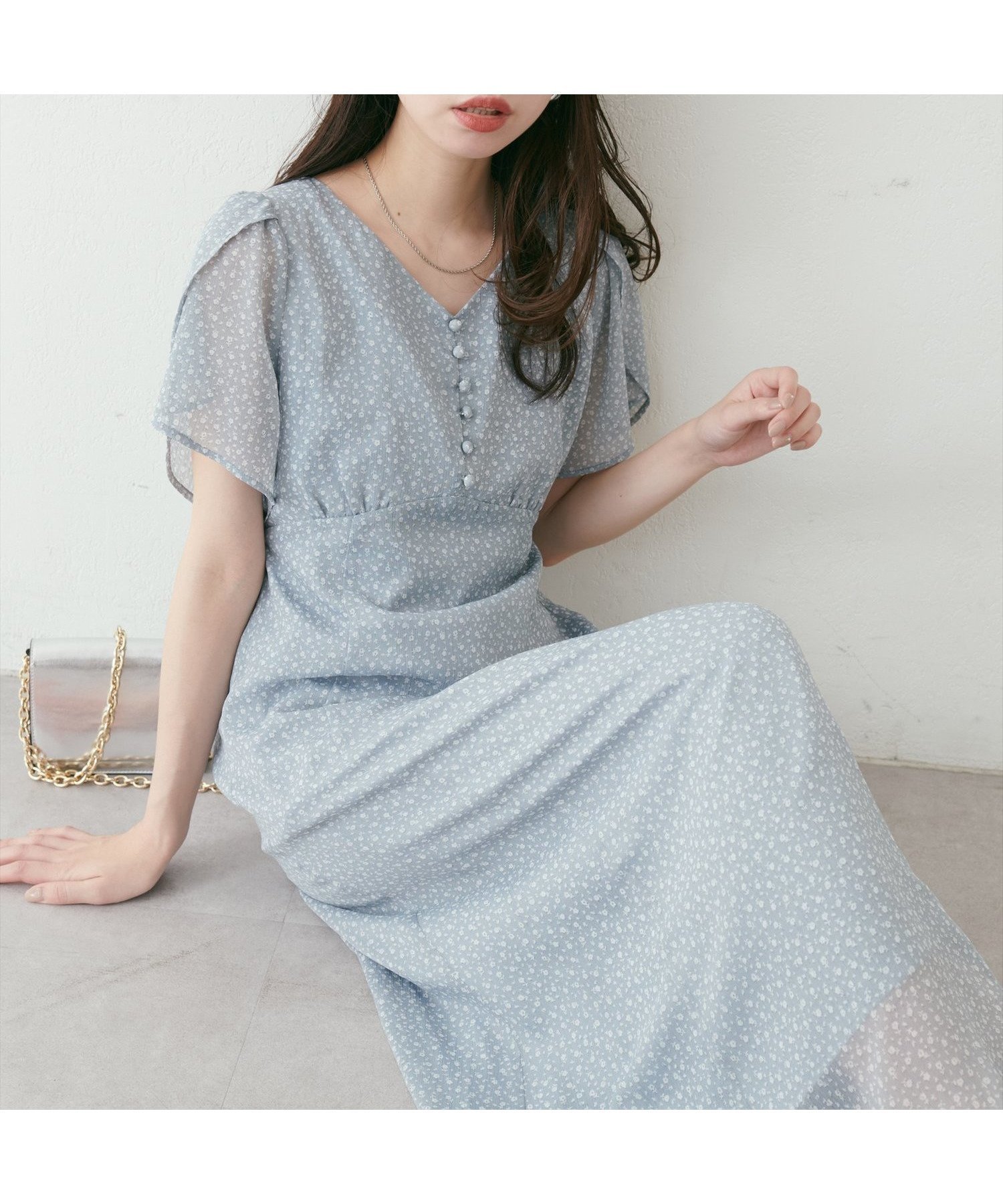 【ナチュラルクチュール/natural couture】のチューリップスリーブワンピース インテリア・キッズ・メンズ・レディースファッション・服の通販 founy(ファニー) 　ファッション　Fashion　レディースファッション　Ladies' Fashion Online　ワンピース　Dress　2025年　2025　2025春夏・S/S　Ss,Spring/Summer,2025　カーディガン　Cardigan　ギャザー　Gather　シアー　Sheer　ジャケット　Jacket　スリーブ　Sleeve　チューリップ　Tulip　フェミニン　Feminine　リボン　Ribbon　ロング　Long　サックスブルー|ID: prp329100004531029 ipo3291000000032528331