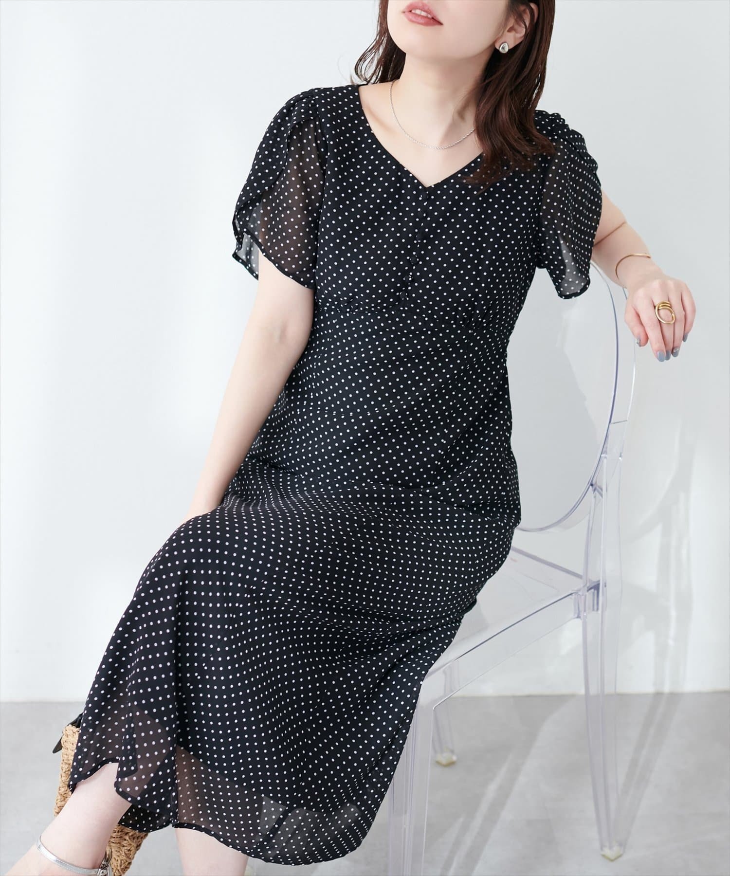 【ナチュラルクチュール/natural couture】のチューリップスリーブワンピース インテリア・キッズ・メンズ・レディースファッション・服の通販 founy(ファニー) 　ファッション　Fashion　レディースファッション　Ladies' Fashion Online　ワンピース　Dress　2025年　2025　2025春夏・S/S　Ss,Spring/Summer,2025　カーディガン　Cardigan　ギャザー　Gather　シアー　Sheer　ジャケット　Jacket　スリーブ　Sleeve　チューリップ　Tulip　フェミニン　Feminine　リボン　Ribbon　ロング　Long　ブラック|ID: prp329100004531029 ipo3291000000032528337