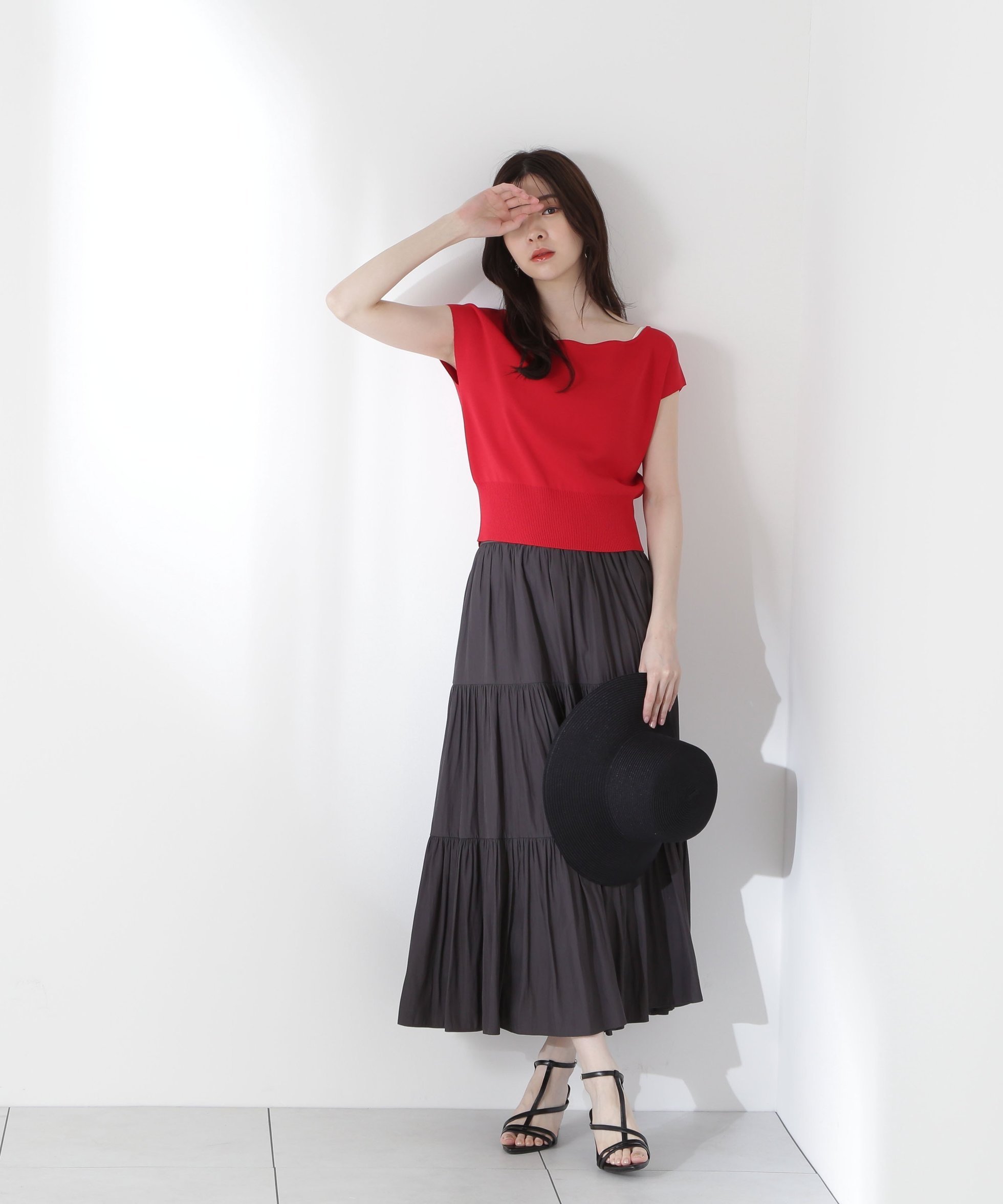 【プロポーション ボディドレッシング/PROPORTION BODY DRESSING】のギャザーティアードスカート インテリア・キッズ・メンズ・レディースファッション・服の通販 founy(ファニー) 　ファッション　Fashion　レディースファッション　Fashion for Women　スカート　Skirts　ティアードスカート　Tiered Skirts　ギャザー　Gathered, Ruffled　サテン　Satin, Glossy Fabric　シンプル　Simple, Minimal　ティアードスカート　Tiered Skirt, Flounced Skirt　人気　Popular, Best Seller　夏　Summer　チャコール2|ID: prp329100004531038 ipo3291000000033104324