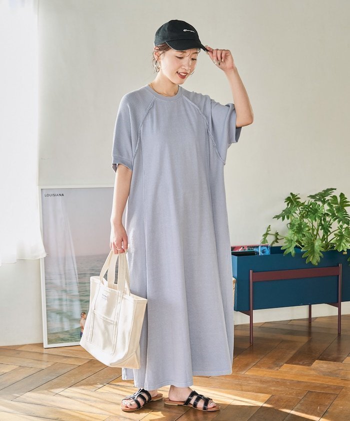 【フリークスストア/FREAK'S STORE】のピグメント加工ワッフル切替半袖ワンピース【限定展開】 25SS インテリア・キッズ・メンズ・レディースファッション・服の通販 founy(ファニー) 　ファッション　Fashion　レディースファッション　WOMEN　ワンピース　Dress　2025年　2025　2025春夏・S/S　Ss,Spring/Summer,2025　ワッフル　Waffle　切替　Switching　半袖　Short Sleeve　ブルー|ID: prp329100004531067 ipo3291000000032317150