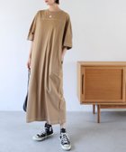 【その他のブランド/Other】の配色ステッチ オーバーサイズ 半袖 Tシャツ ワンピース グレージュ|ID: prp329100004531072 ipo3291000000032032062