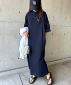 【その他のブランド/Other】の配色ステッチ オーバーサイズ 半袖 Tシャツ ワンピース ネイビー|ID: prp329100004531072 ipo3291000000032199242