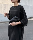 【その他のブランド/Other】の配色ステッチ オーバーサイズ 半袖 Tシャツ ワンピース ブラック|ID: prp329100004531072 ipo3291000000032735509
