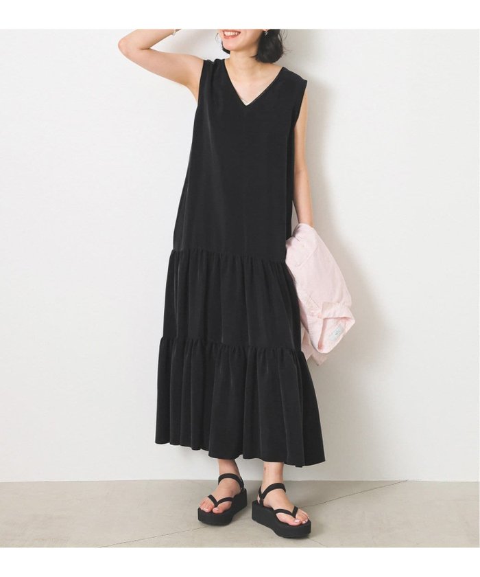 【スローブ イエナ/SLOBE IENA】のフィブリルティアードワンピース インテリア・キッズ・メンズ・レディースファッション・服の通販 founy(ファニー) https://founy.com/ ファッション Fashion レディースファッション WOMEN ワンピース Dress 2025年 2025 2025春夏・S/S Ss,Spring/Summer,2025 おすすめ Recommend サンダル Sandals シューズ Shoes ジャケット Jacket スニーカー Sneakers ポケット Pocket リネン Linen リラックス Relax |ID: prp329100004531087 ipo3291000000032032129