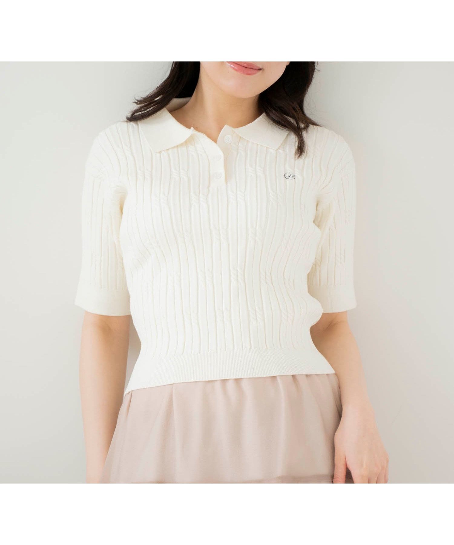 【ノエラ/Noela】のケーブルポロニット インテリア・キッズ・メンズ・レディースファッション・服の通販 founy(ファニー) 　ファッション　Fashion　レディースファッション　WOMEN　トップス・カットソー　Tops/Tshirt　ニット　Knit Tops　おすすめ　Recommend　コンパクト　Compact　スリーブ　Sleeve　デニム　Denim　トレンド　Trend　ポケット　Pocket　レース　Race　切替　Switching　オフホワイト|ID: prp329100004531093 ipo3291000000032380030