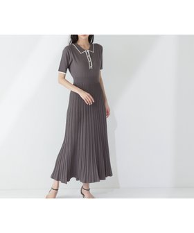 【ナチュラル ビューティー ベーシック/NATURAL BEAUTY BASIC】のバイカラーラインポロニットワンピース 人気、トレンドファッション・服の通販 founy(ファニー) ファッション Fashion レディースファッション WOMEN ワンピース Dress ニットワンピース Knit Dresses トレンド Trend プリーツ Pleats 夏 Summer |ID:prp329100004531107
