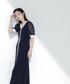 【ナチュラル ビューティー ベーシック/NATURAL BEAUTY BASIC】のシアースリーブバイカラーニットワンピース ネイビー×オフ2|ID: prp329100004531112 ipo3291000000032749603