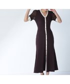 【ナチュラル ビューティー ベーシック/NATURAL BEAUTY BASIC】のシアースリーブバイカラーニットワンピース ブラウン×オフ2|ID: prp329100004531112 ipo3291000000032749606