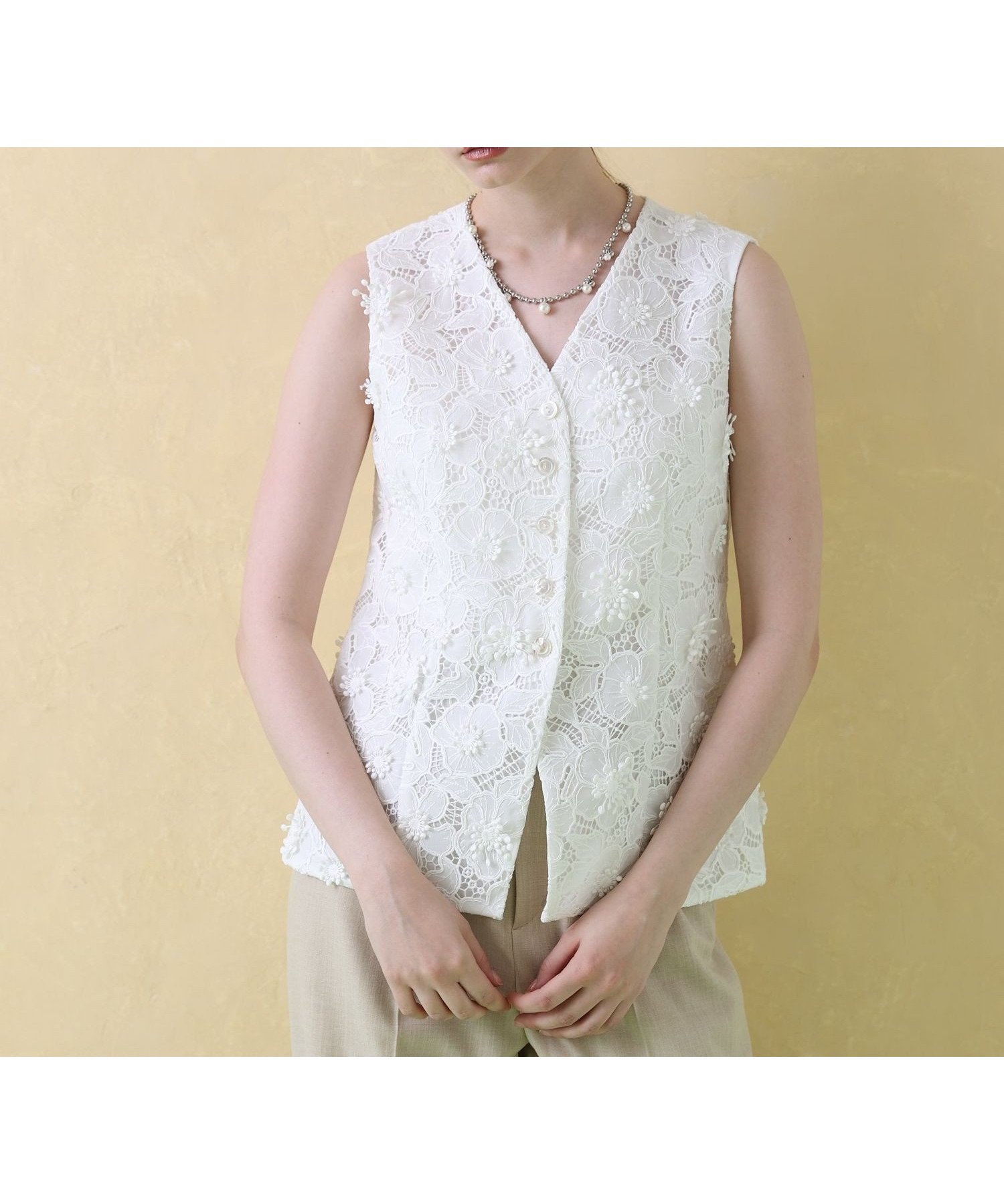 【アナイ/ANAYI】の3Dレース刺繍ジレ ブラウス 人気、トレンドファッション・服の通販 founy(ファニー) 　ファッション　Fashion　レディースファッション　WOMEN　アウター　Coat Outerwear　トップス・カットソー　Tops/Tshirt　シャツ/ブラウス　Shirts/Blouses　ベスト/ジレ　Gilets/Vests　スマート　Smart　雑誌　Magazine　バランス　Balance　フラワー　Flower　レース　Race　ワーク　Work　S/S・春夏　Ss・Spring/Summer　再入荷　Restock/Back In Stock/Re Arrival　夏　Summer　 other-1|ID: prp329100004531123 ipo3291000000032032284