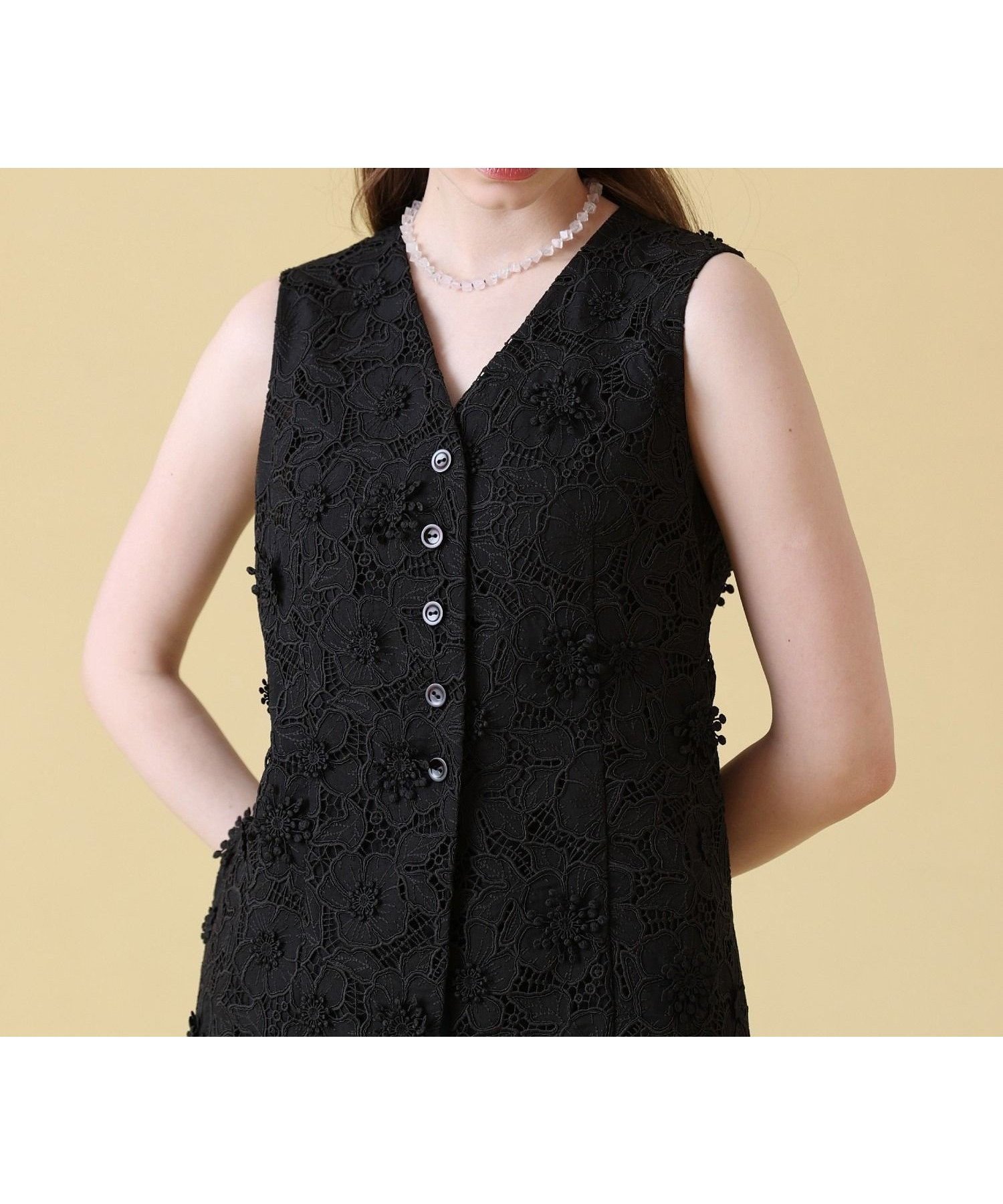 【アナイ/ANAYI】の3Dレース刺繍ジレ ブラウス インテリア・キッズ・メンズ・レディースファッション・服の通販 founy(ファニー) 　ファッション　Fashion　レディースファッション　WOMEN　アウター　Coat Outerwear　トップス・カットソー　Tops/Tshirt　シャツ/ブラウス　Shirts/Blouses　ベスト/ジレ　Gilets/Vests　スマート　Smart　雑誌　Magazine　バランス　Balance　フラワー　Flower　レース　Race　ワーク　Work　S/S・春夏　Ss・Spring/Summer　再入荷　Restock/Back In Stock/Re Arrival　夏　Summer　black|ID: prp329100004531123 ipo3291000000032032290