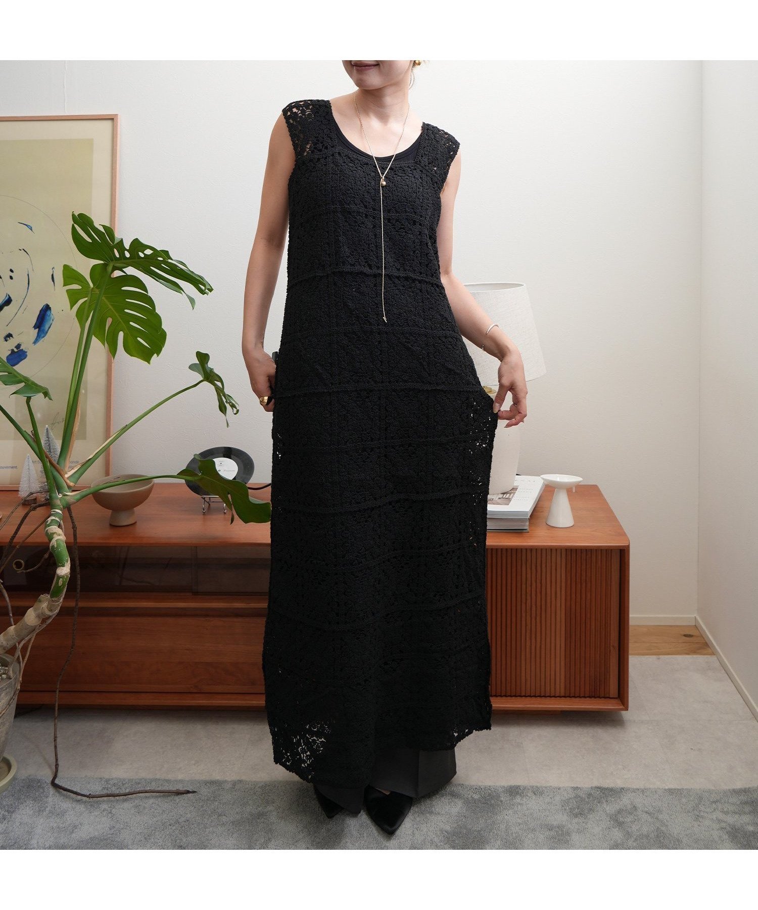 【バブ ブージュルード/Bab Bou Jeloud】の【XS~M 低身長向けサイズあり】クロシェロングワンピース インテリア・キッズ・メンズ・レディースファッション・服の通販 founy(ファニー) 　ファッション　Fashion　レディースファッション　WOMEN　ワンピース　Dress　BLACK|ID: prp329100004531132 ipo3291000000032032331