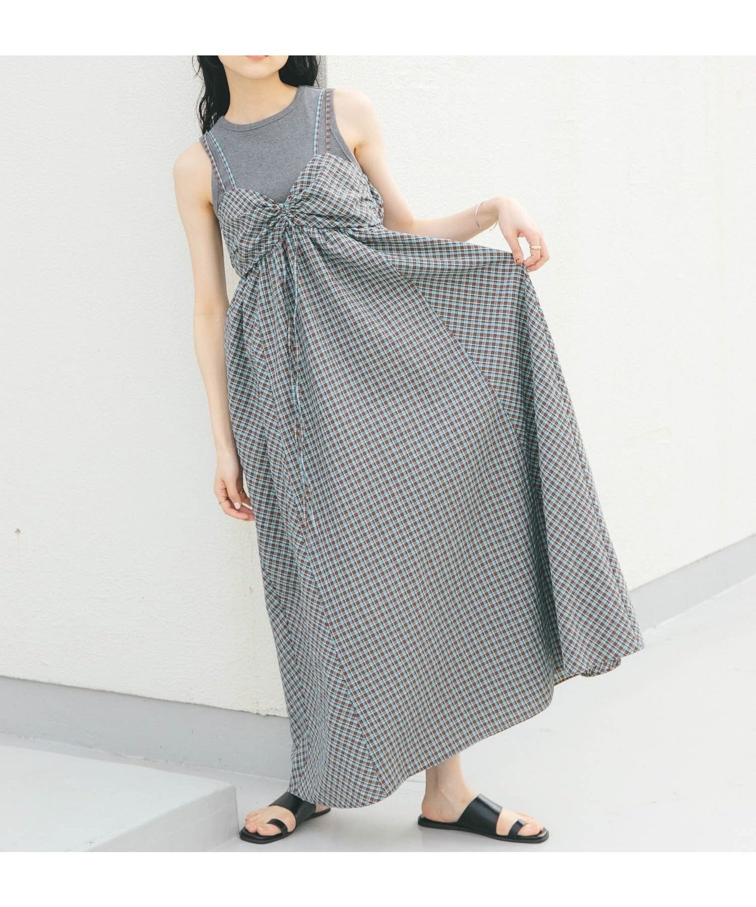 【ケービーエフ/KBF / URBAN RESEARCH】のドロストチェックキャミワンピース インテリア・キッズ・メンズ・レディースファッション・服の通販 founy(ファニー) 　ファッション　Fashion　レディースファッション　WOMEN　ワンピース　Dress　キャミワンピース　No Sleeve Dresses　2025年　2025　2025春夏・S/S　Ss,Spring/Summer,2025　おすすめ　Recommend　インナー　Inner　カットソー　Cut And Sew　キャミワンピース　Cami Dress　シンプル　Simple　ジャケット　Jacket　チェック　Check　バイアス　Bias　プリント　Print　切替　Switching　夏　Summer　春　Spring　S/S・春夏　Ss・Spring/Summer　BLUECHECK|ID: prp329100004531140 ipo3291000000032032362