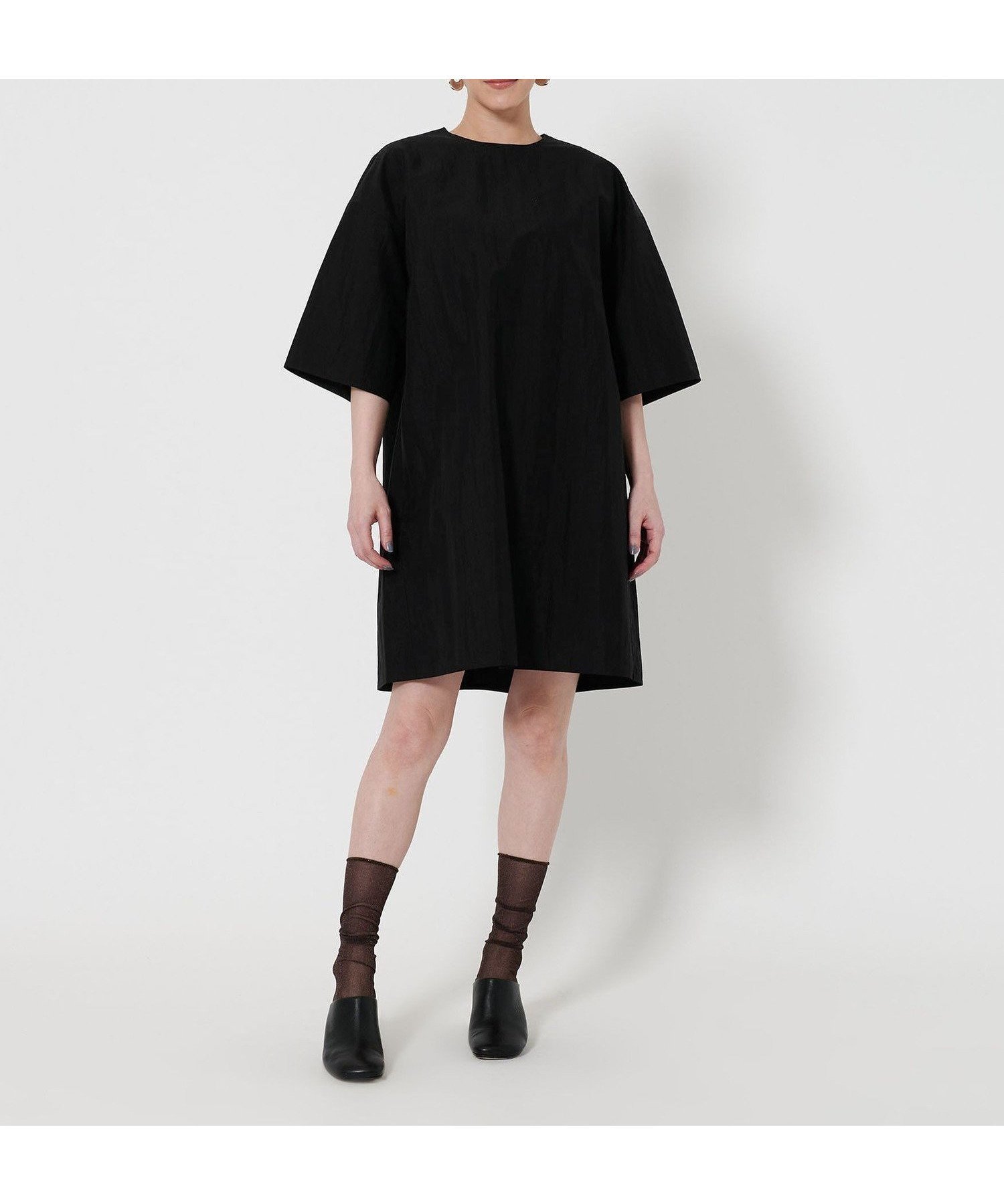【ビューティ&ユース ユナイテッドアローズ/BEAUTY&YOUTH / UNITED ARROWS】のコットンナイロン バックベルト ミニワンピース インテリア・キッズ・メンズ・レディースファッション・服の通販 founy(ファニー) 　ファッション　Fashion　レディースファッション　WOMEN　ワンピース　Dress　ベルト　Belts　おすすめ　Recommend　シンプル　Simple　スポーティ　Sporty　ソックス　Socks　レギンス　Leggings　ワイド　Wide　BLACK|ID: prp329100004531151 ipo3291000000032032410