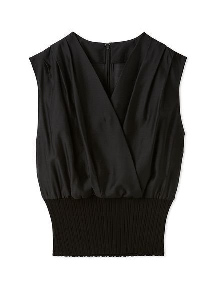 【フレイ アイディー/FRAY I.D】のカシュクールウエストリブニット インテリア・キッズ・メンズ・レディースファッション・服の通販 founy(ファニー) 　ファッション　Fashion　レディースファッション　WOMEN　トップス・カットソー　Tops/Tshirt　ニット　Knit Tops　カシュクール　Cachecoeur　キャミソール　Camisole　シアー　Sheer　デコルテ　Decolletage　ドッキング　Docking　フィット　Fit　リブニット　Rib Knit　人気　Popularity　BLK[009]|ID: prp329100004531165 ipo3291000000032032466