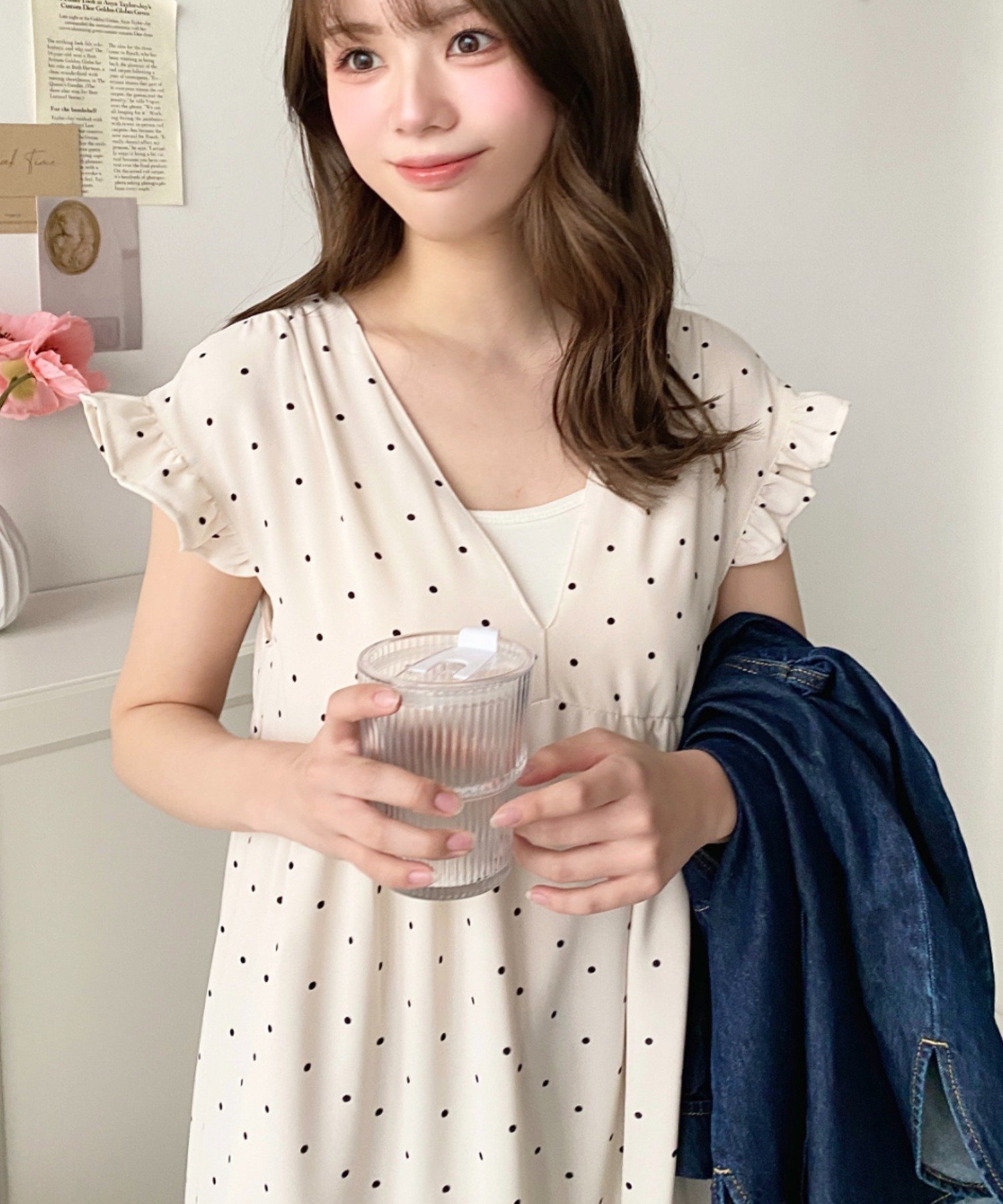 【その他のブランド/Other】のドットプリントバックリボンワンピース インテリア・キッズ・メンズ・レディースファッション・服の通販 founy(ファニー) 　ファッション　Fashion　メンズファッション　Fashion for Men　厚底　Platform Shoes　春　Spring　ギャザー　Gathered, Ruffled　サンダル　Sandals, Summer Shoes　スリーブ　Sleeve, Long Sleeve / Short Sleeve　ドット　Polka Dot, Dot Pattern　フリル　Frill, Ruffle　フレア　Flare, Flared　フレンチ　French, French Style　ポケット　Pocket, Pocket Detail　リボン　Ribbon, Bow　ロング　Long, Long-Length　S/S・春夏　SS, Spring/Summer, Warm Season　おすすめ　Recommended / Our Picks　夏　Summer　アイボリー|ID: prp329100004531175 ipo3291000000032781160