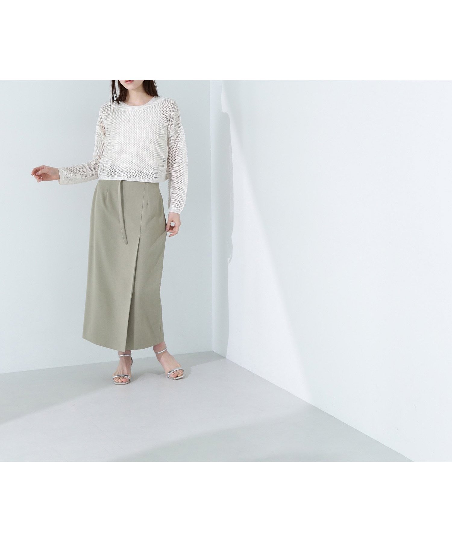 【ナチュラル ビューティー ベーシック/NATURAL BEAUTY BASIC】のベルテッドラップナロースカート インテリア・キッズ・メンズ・レディースファッション・服の通販 founy(ファニー) 　ファッション　Fashion　レディースファッション　Ladies' Fashion Online　スカート　Skirt　ストレッチ　Stretch　スリット　Slit　メランジ　Melange　ラップ　Wrap　ワンポイント　One Point　夏　Summer　春　Spring　S/S・春夏　Ss・Spring/Summer　ビジネス 仕事 通勤　Business　カーキ|ID: prp329100004531180 ipo3291000000032605322