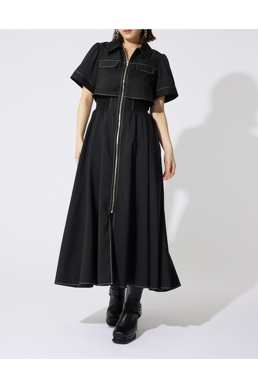 【リエンダ/rienda】のバストフレアワンピース インテリア・キッズ・メンズ・レディースファッション・服の通販 founy(ファニー) 　ファッション　Fashion　レディースファッション　WOMEN　ワンピース　Dress　シャーリング　Shirring　ストライプ　Stripe　スニーカー　Sneakers　ダウン　Down　バランス　Balance　フェミニン　Feminine　フラップ　Flap　フレア　Flare　無地　Plain Color　ロング　Long　再入荷　Restock/Back In Stock/Re Arrival　BLK|ID: prp329100004531202 ipo3291000000032092826