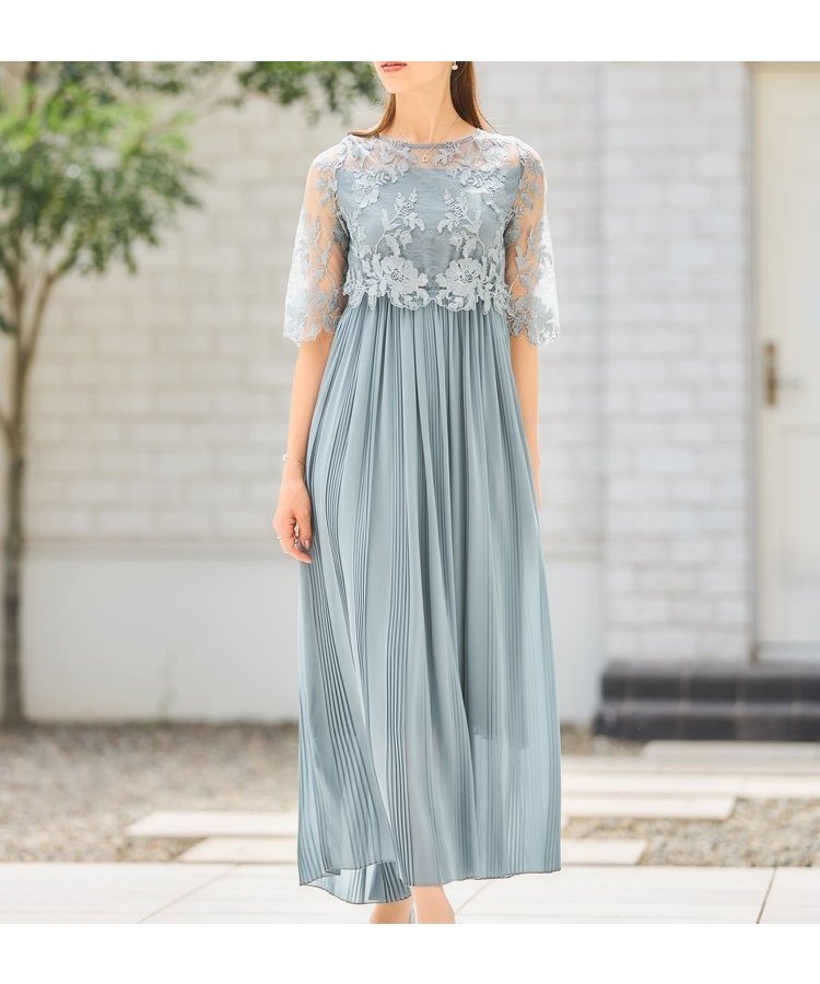 【ドレス/DRESS+】のワンピース ドレス レース プリーツ 結婚式 レース袖 インテリア・キッズ・メンズ・レディースファッション・服の通販 founy(ファニー) 　ファッション　Fashion　レディースファッション　WOMEN　ワンピース　Dress　ドレス　Party Dresses　エレガント 上品　Elegant　シアー　Sheer　ショート　Short　ストール　Stall　ドレス　Dress　プリーツ　Pleats　ボレロ　Bolero　ポンチョ　Poncho　ミモレ　Mimore　ヨーク　Yoke　レース　Race　結婚式　Wedding Ceremony　ブルーグレー|ID: prp329100004531235 ipo3291000000032224937