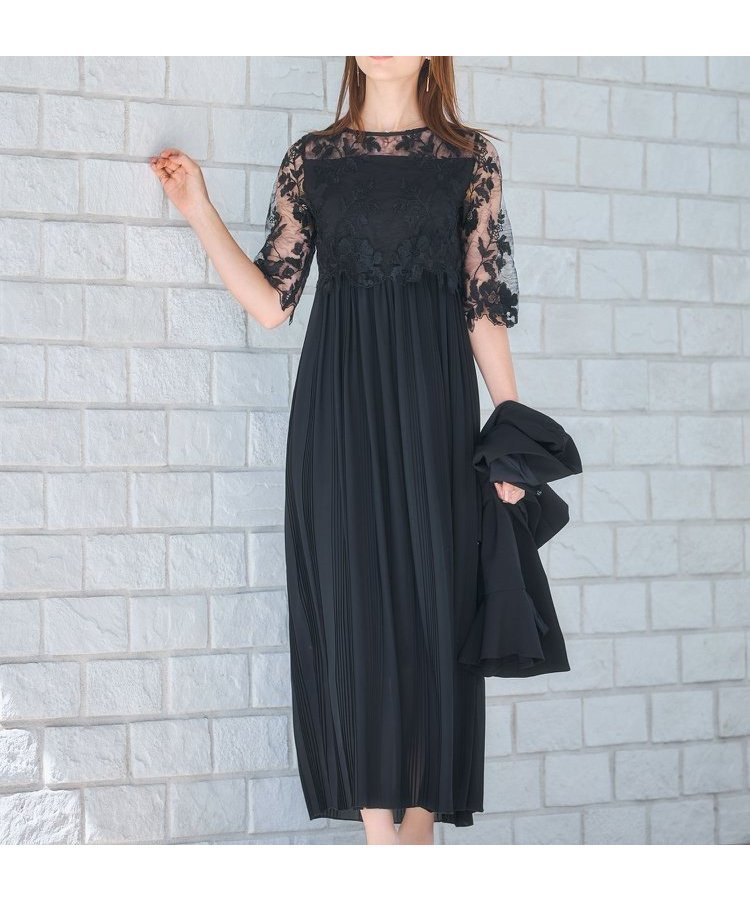 【ドレス/DRESS+】のワンピース ドレス レース プリーツ 結婚式 レース袖 インテリア・キッズ・メンズ・レディースファッション・服の通販 founy(ファニー) 　ファッション　Fashion　レディースファッション　WOMEN　ワンピース　Dress　ドレス　Party Dresses　エレガント 上品　Elegant　シアー　Sheer　ショート　Short　ストール　Stall　ドレス　Dress　プリーツ　Pleats　ボレロ　Bolero　ポンチョ　Poncho　ミモレ　Mimore　ヨーク　Yoke　レース　Race　結婚式　Wedding Ceremony　ブラック|ID: prp329100004531235 ipo3291000000032224938