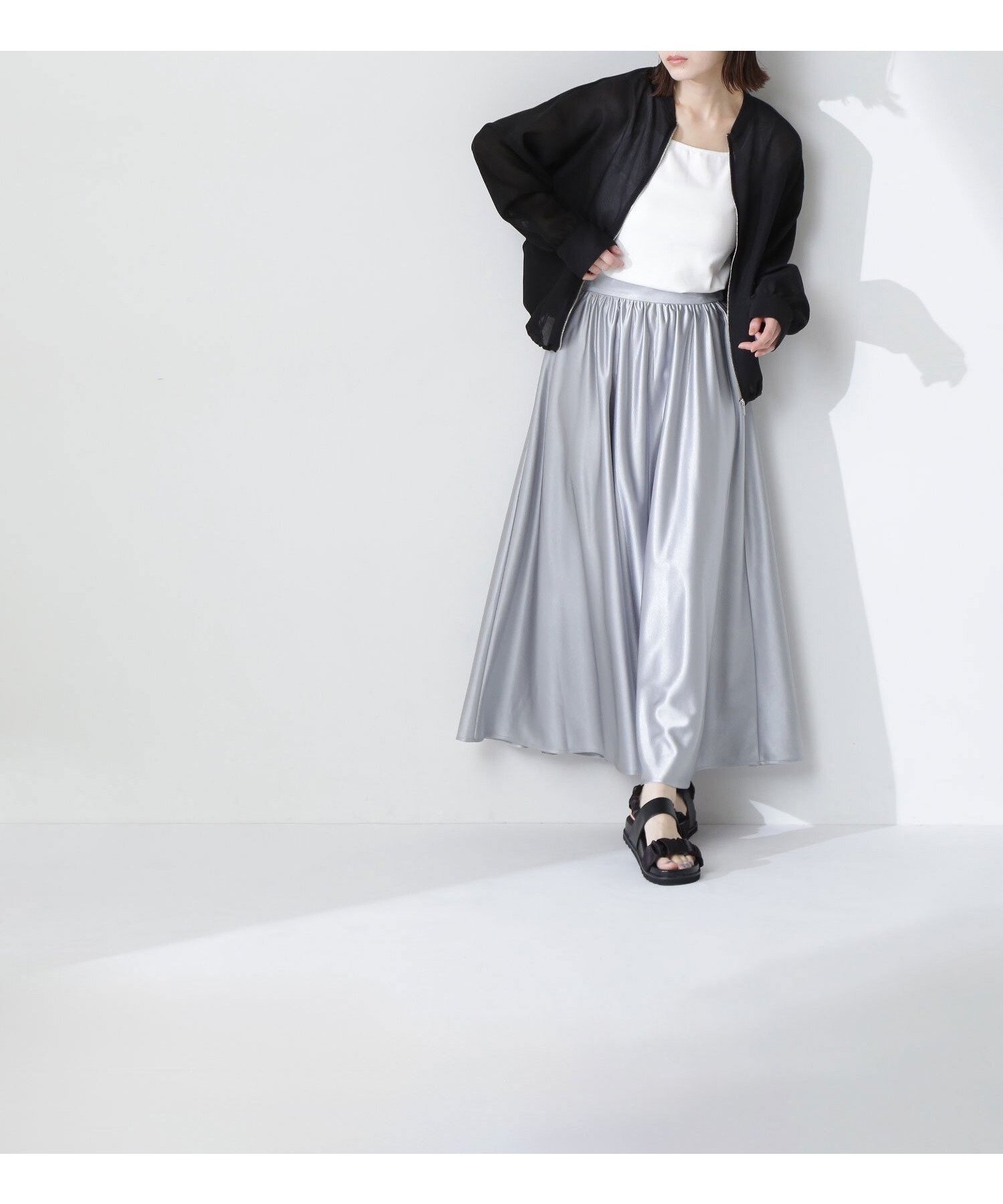 【ナチュラル ビューティー ベーシック/NATURAL BEAUTY BASIC】のグロッシーギャザースカート 人気、トレンドファッション・服の通販 founy(ファニー) 　ファッション　Fashion　レディースファッション　WOMEN　スカート　Skirt　おすすめ　Recommend　ギャザー　Gather　ドレープ　Drape　 other-1|ID: prp329100004531269 ipo3291000000032290597