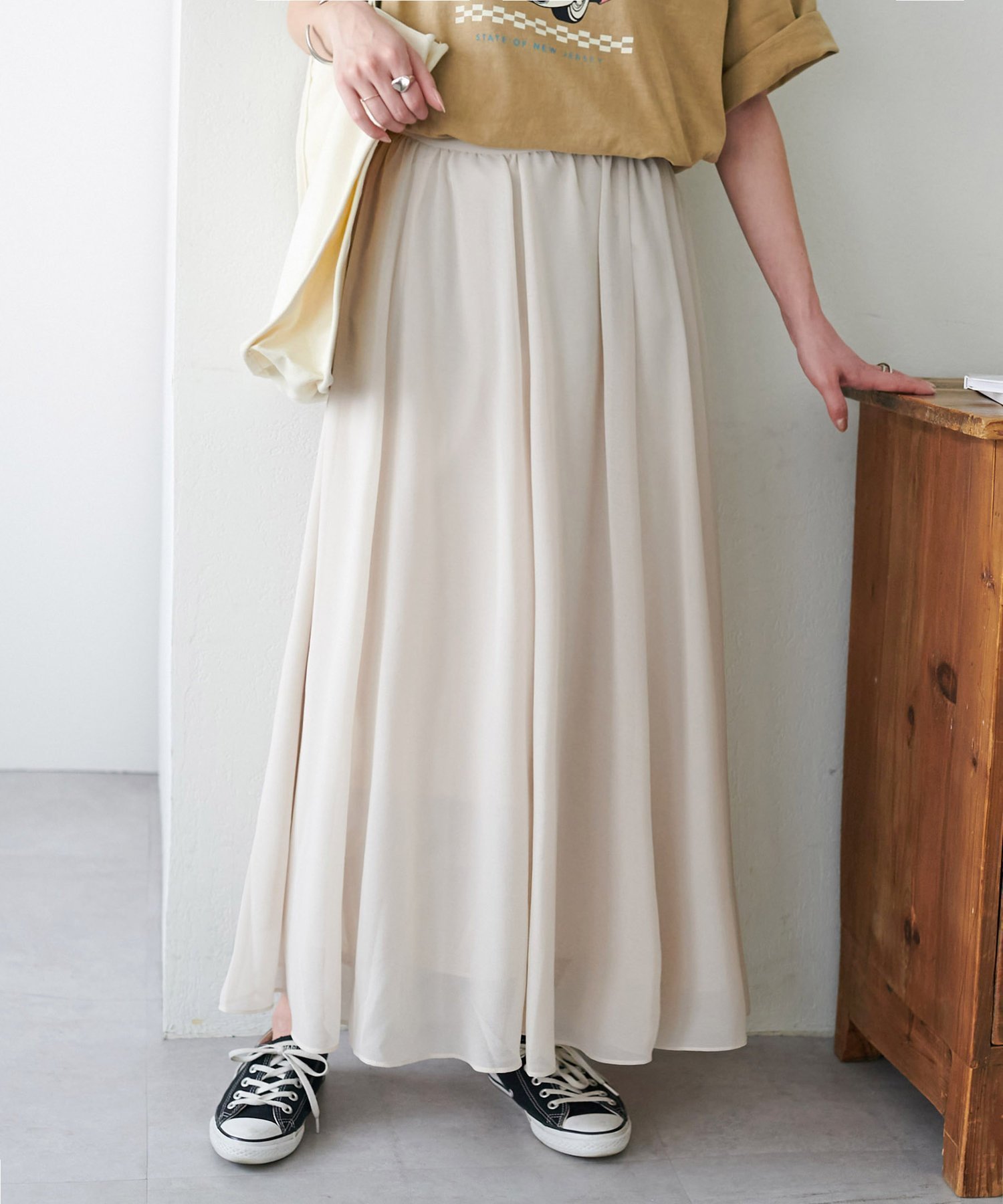 【ディスコート/Discoat】の【WEB限定】シフォンフレアスカート インテリア・キッズ・メンズ・レディースファッション・服の通販 founy(ファニー) 　ファッション　Fashion　レディースファッション　Fashion for Women　スカート　Skirts　Aライン・フレアスカート　A-Line & Flared Skirts　シフォン　Chiffon, Lightweight Fabric　フレア　Flare, Flared　リラックス　Relax, Relaxed Fit　エレガント 上品　Elegant　オフホワイト|ID: prp329100004531290 ipo3291000000032605899