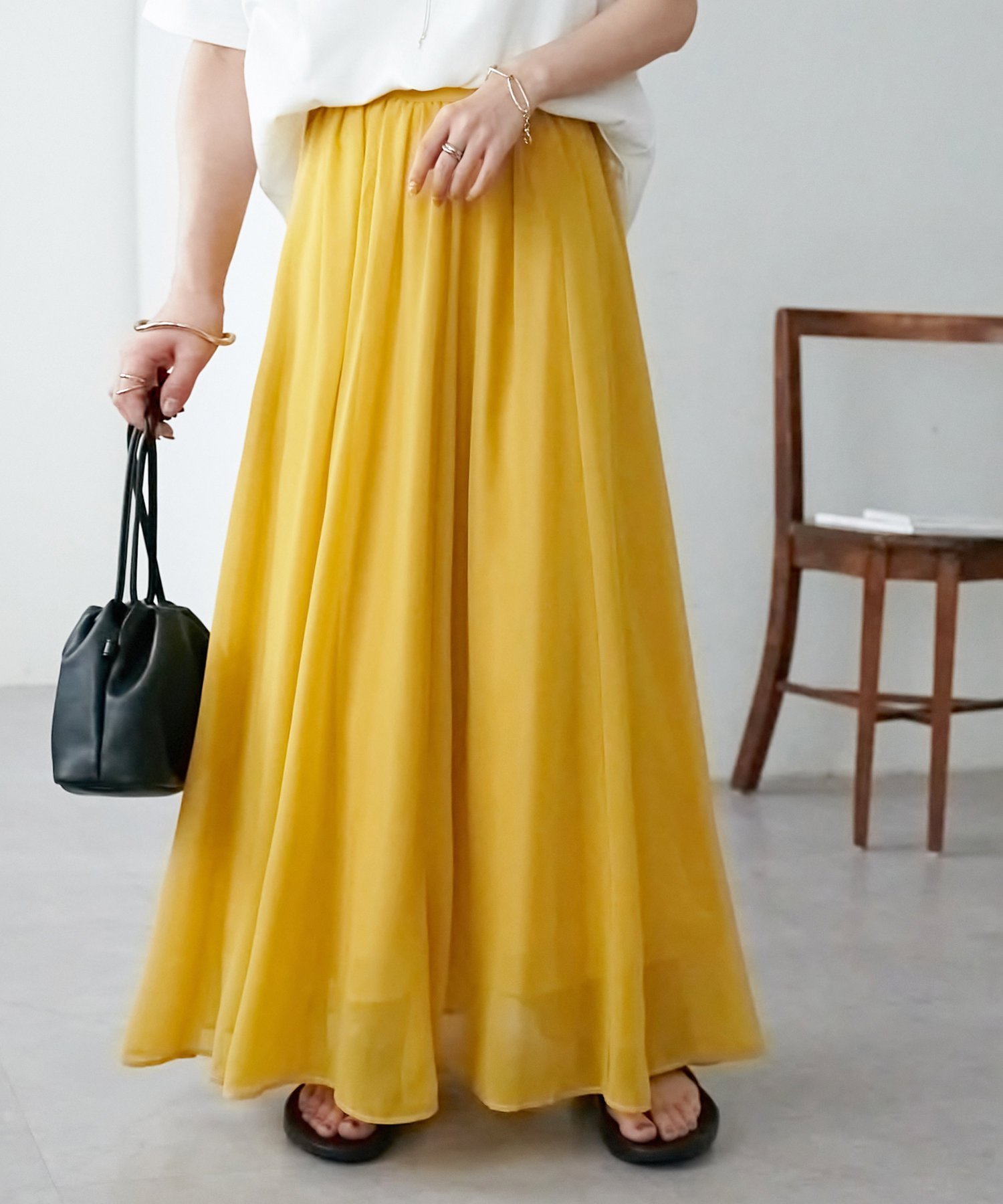【ディスコート/Discoat】の【WEB限定】シフォンフレアスカート インテリア・キッズ・メンズ・レディースファッション・服の通販 founy(ファニー) 　ファッション　Fashion　レディースファッション　Fashion for Women　スカート　Skirts　Aライン・フレアスカート　A-Line & Flared Skirts　シフォン　Chiffon, Lightweight Fabric　フレア　Flare, Flared　リラックス　Relax, Relaxed Fit　エレガント 上品　Elegant　イエロー|ID: prp329100004531290 ipo3291000000032605901