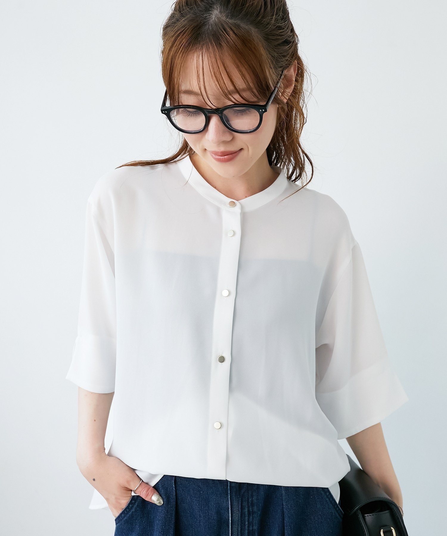 【ルクールブラン/le.coeur blanc】の《大人気商品!》2WAYジョーゼットブラウス インテリア・キッズ・メンズ・レディースファッション・服の通販 founy(ファニー) 　ファッション　Fashion　レディースファッション　WOMEN　トップス・カットソー　Tops/Tshirt　シャツ/ブラウス　Shirts/Blouses　おすすめ　Recommend　ウェーブ　Wave　ギャザー　Gather　シンプル　Simple　ジョーゼット　Georgette　ストレッチ　Stretch　ストレート　Straight　スリット　Slit　フロント　Front　ベーシック　Basic　ロング　Long　人気　Popularity　今季　This Season　半袖　Short Sleeve　オフ|ID: prp329100004531292 ipo3291000000032229328