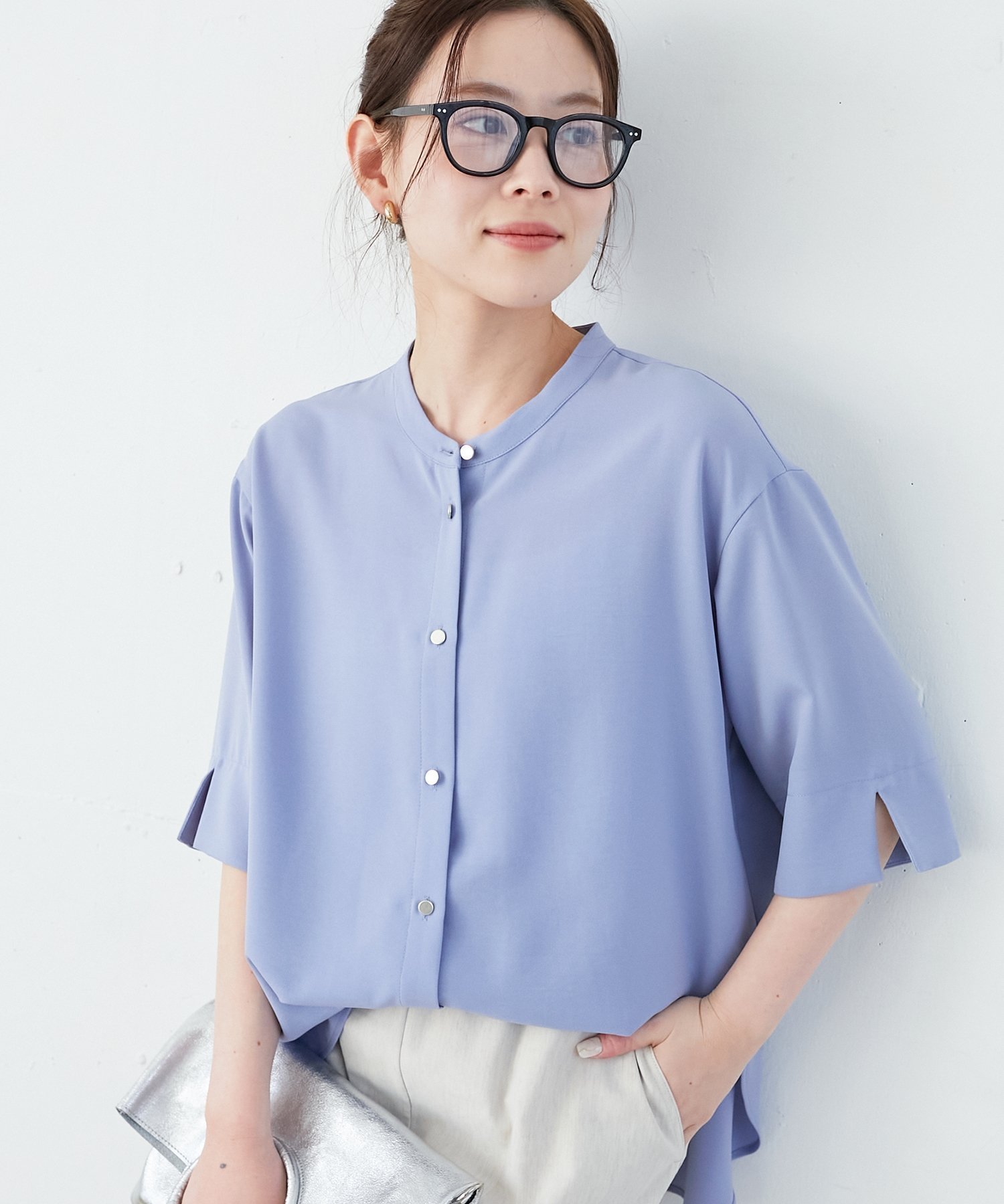 【ルクールブラン/le.coeur blanc】の《大人気商品!》2WAYジョーゼットブラウス インテリア・キッズ・メンズ・レディースファッション・服の通販 founy(ファニー) 　ファッション　Fashion　レディースファッション　WOMEN　トップス・カットソー　Tops/Tshirt　シャツ/ブラウス　Shirts/Blouses　おすすめ　Recommend　ウェーブ　Wave　ギャザー　Gather　シンプル　Simple　ジョーゼット　Georgette　ストレッチ　Stretch　ストレート　Straight　スリット　Slit　フロント　Front　ベーシック　Basic　ロング　Long　人気　Popularity　今季　This Season　半袖　Short Sleeve　サックス|ID: prp329100004531292 ipo3291000000032229330