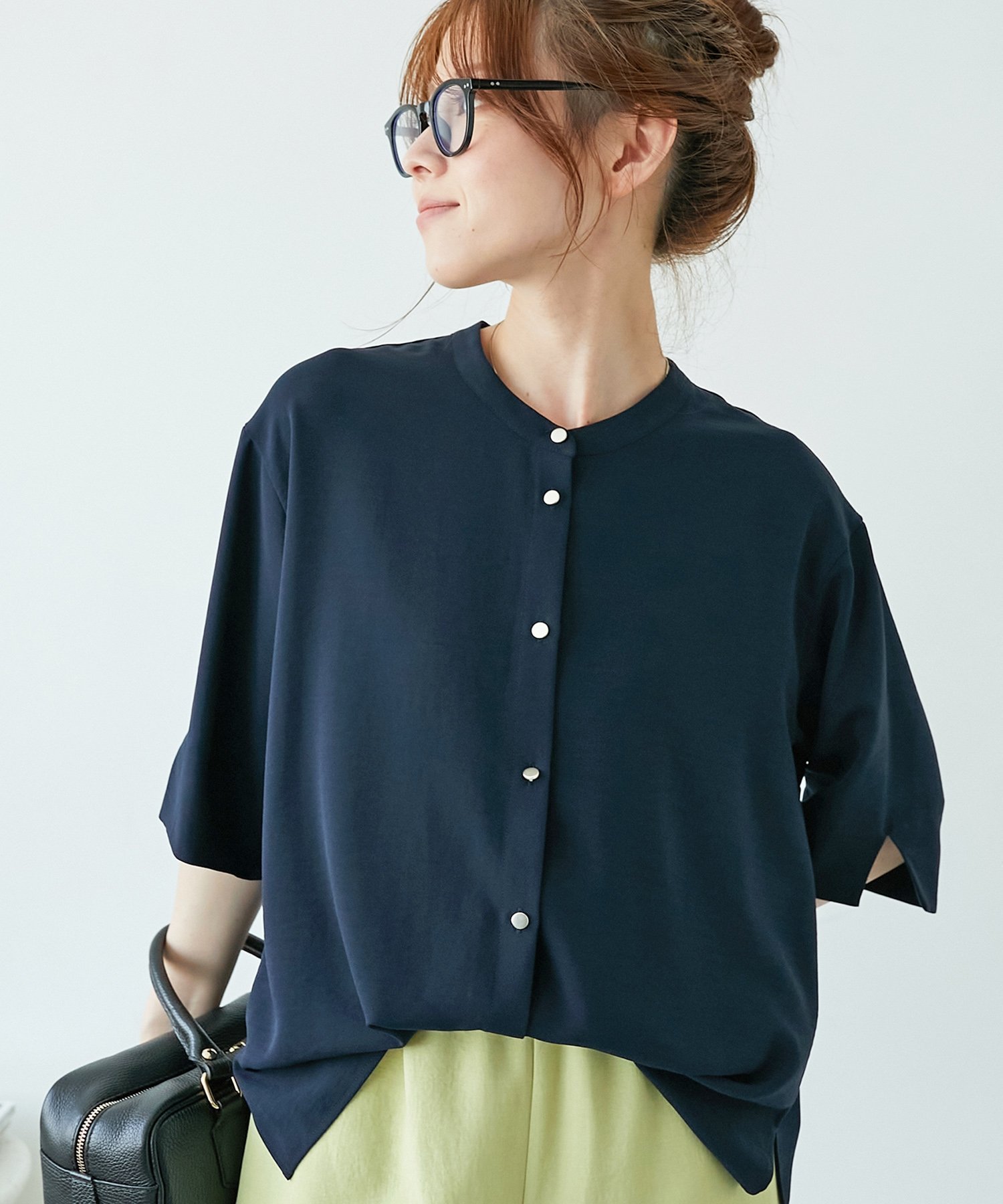 【ルクールブラン/le.coeur blanc】の《大人気商品!》2WAYジョーゼットブラウス インテリア・キッズ・メンズ・レディースファッション・服の通販 founy(ファニー) 　ファッション　Fashion　レディースファッション　WOMEN　トップス・カットソー　Tops/Tshirt　シャツ/ブラウス　Shirts/Blouses　おすすめ　Recommend　ウェーブ　Wave　ギャザー　Gather　シンプル　Simple　ジョーゼット　Georgette　ストレッチ　Stretch　ストレート　Straight　スリット　Slit　フロント　Front　ベーシック　Basic　ロング　Long　人気　Popularity　今季　This Season　半袖　Short Sleeve　ネイビー|ID: prp329100004531292 ipo3291000000032229333