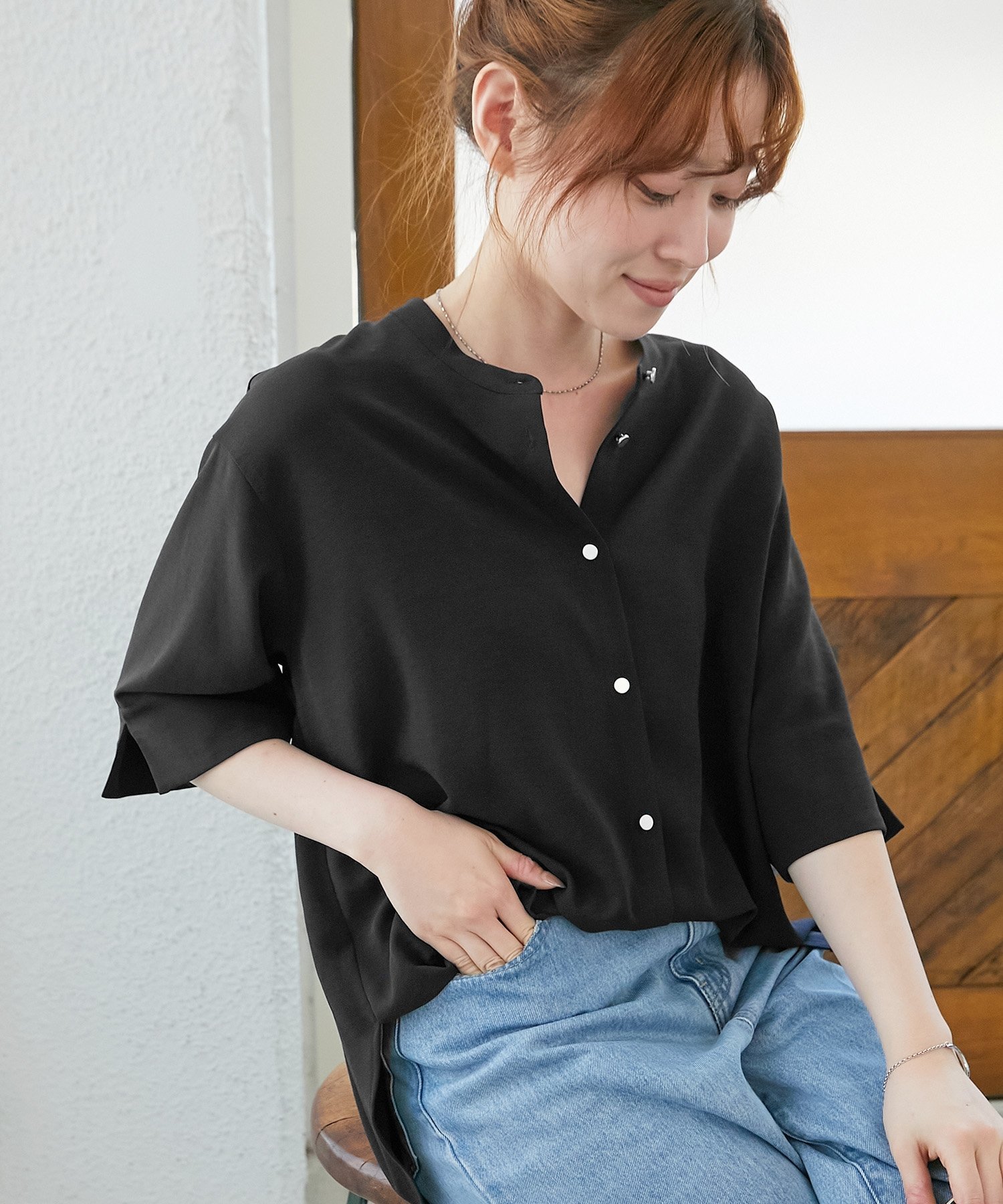 【ルクールブラン/le.coeur blanc】のNO.1ヒット大人気ブラウス 2WAYジョーゼットブラウス インテリア・キッズ・メンズ・レディースファッション・服の通販 founy(ファニー) 　ファッション　Fashion　レディースファッション　Fashion for Women　トップス・カットソー　Cut & Sew Tops　シャツ・ブラウス・オフィスカジュアル　Elegant Blouses & Button-Ups　おすすめ　Recommended / Our Picks　ウェーブ　Wavy Pattern　ギャザー　Gathered, Ruffled　シンプル　Simple, Minimal　ジョーゼット　Georgette, Semi-Sheer Fabric　ストレッチ　Stretch, Stretchy Fabric　ストレート　Straight, Straight Cut　スリット　Slit, Slit Detail　フロント　Front, Front Design　ベーシック　Basic, Essential　ロング　Long, Long-Length　人気　Popular, Best Seller　今季　This Season, Current Season　半袖　Short Sleeve, Half Sleeve　夏　Summer　ブラック|ID: prp329100004531292 ipo3291000000032724867