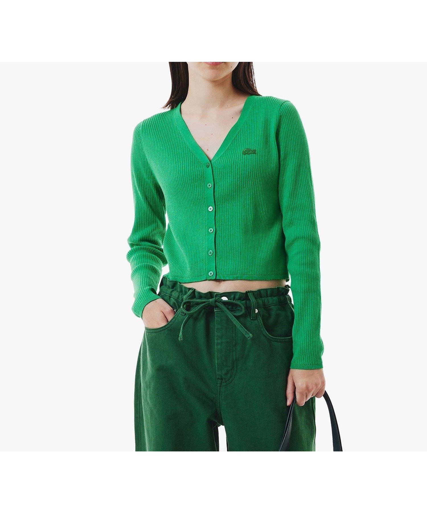【ラコステ/LACOSTE】のUVカット クールマックスリブニットカーディガン インテリア・キッズ・メンズ・レディースファッション・服の通販 founy(ファニー) 　ファッション　Fashion　レディースファッション　WOMEN　トップス・カットソー　Tops/Tshirt　ニット　Knit Tops　カーディガン　Cardigans　おすすめ　Recommend　カーディガン　Cardigan　キャミソール　Camisole　クロップド　Cropped　クール　Cool　ショート　Short　スリム　Slim　タンク　Tank　フィット　Fit　リブニット　Rib Knit　ワンポイント　One Point　エレガント 上品　Elegant　夏　Summer　春　Spring　S/S・春夏　Ss・Spring/Summer　グリーン|ID: prp329100004531388 ipo3291000000032033364