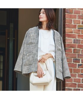 【アバハウスマヴィ/abahouse mavie】のツィードオーバージャケット 人気、トレンドファッション・服の通販 founy(ファニー) ファッション Fashion レディースファッション WOMEN アウター Coat Outerwear ジャケット Jackets おすすめ Recommend オケージョン Occasion セレモニー Ceremony ツィード Tweed デニム Denim フリンジ Fringe |ID:prp329100004531436