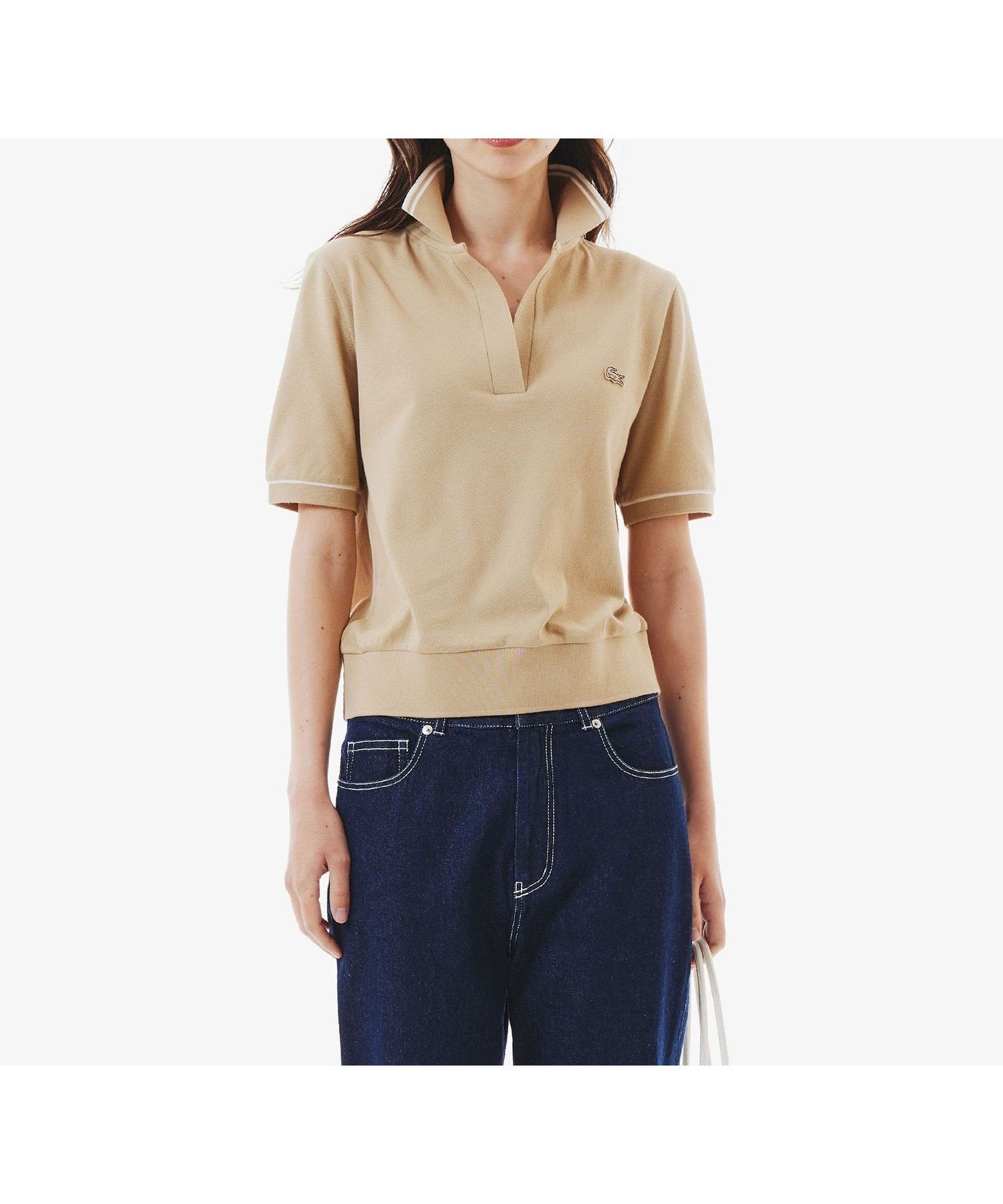 【ラコステ/LACOSTE】のスキッパーネックポロシャツ 人気、トレンドファッション・服の通販 founy(ファニー) 　ファッション　Fashion　レディースファッション　Ladies' Fashion Online　トップス・カットソー　Tops/Tshirt　シャツ/ブラウス　Shirts/Blouses　ポロシャツ　Polo Shirts　シンプル　Simple　ストレッチ　Stretch　リブニット　Rib Knit　鹿の子　Pique　 other-1|ID: prp329100004531453 ipo3291000000032584049