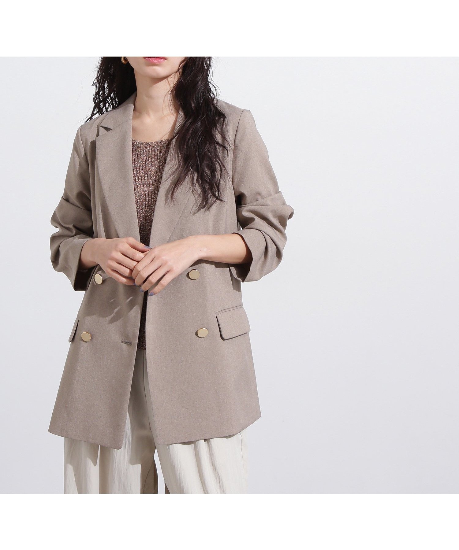【エヌ ナチュラルビューティーベーシック/N.Natural Beauty basic】のマットウースダブルジャケット インテリア・キッズ・メンズ・レディースファッション・服の通販 founy(ファニー) 　ファッション　Fashion　レディースファッション　WOMEN　アウター　Coat Outerwear　ジャケット　Jackets　ジャケット　Jacket　ダブル　Double　メランジ　Melange　夏　Summer　定番　Standard　ブラウン|ID: prp329100004531465 ipo3291000000032033686
