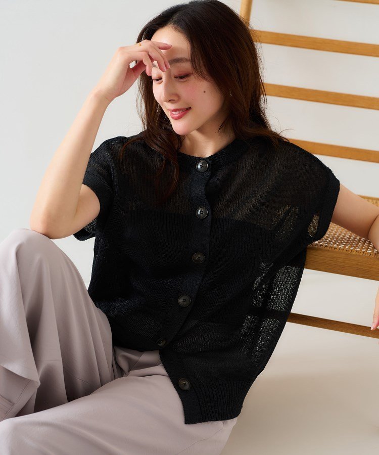 【アンタイトル/UNTITLED】の【前後2WAY/清涼感】コクーンシルエット プルオーバーニット インテリア・キッズ・メンズ・レディースファッション・服の通販 founy(ファニー) 　ファッション　Fashion　レディースファッション　WOMEN　トップス・カットソー　Tops/Tshirt　ニット　Knit Tops　プルオーバー　Pullover　おすすめ　Recommend　インナー　Inner　スリーブ　Sleeve　フレンチ　French　ベスト　Vest　ミドル　Middle　夏　Summer　羽織　Haori　ブラック|ID: prp329100004531473 ipo3291000000032237497