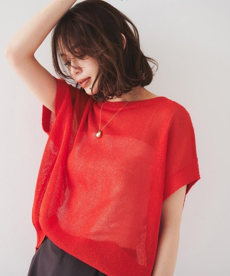 【アンタイトル/UNTITLED】の【前後2WAY/清涼感】コクーンシルエット プルオーバーニット インテリア・キッズ・メンズ・レディースファッション・服の通販 founy(ファニー) 　ファッション　Fashion　レディースファッション　WOMEN　トップス・カットソー　Tops/Tshirt　ニット　Knit Tops　プルオーバー　Pullover　おすすめ　Recommend　インナー　Inner　スリーブ　Sleeve　フレンチ　French　ベスト　Vest　ミドル　Middle　夏　Summer　羽織　Haori　オレンジ|ID: prp329100004531473 ipo3291000000032237500