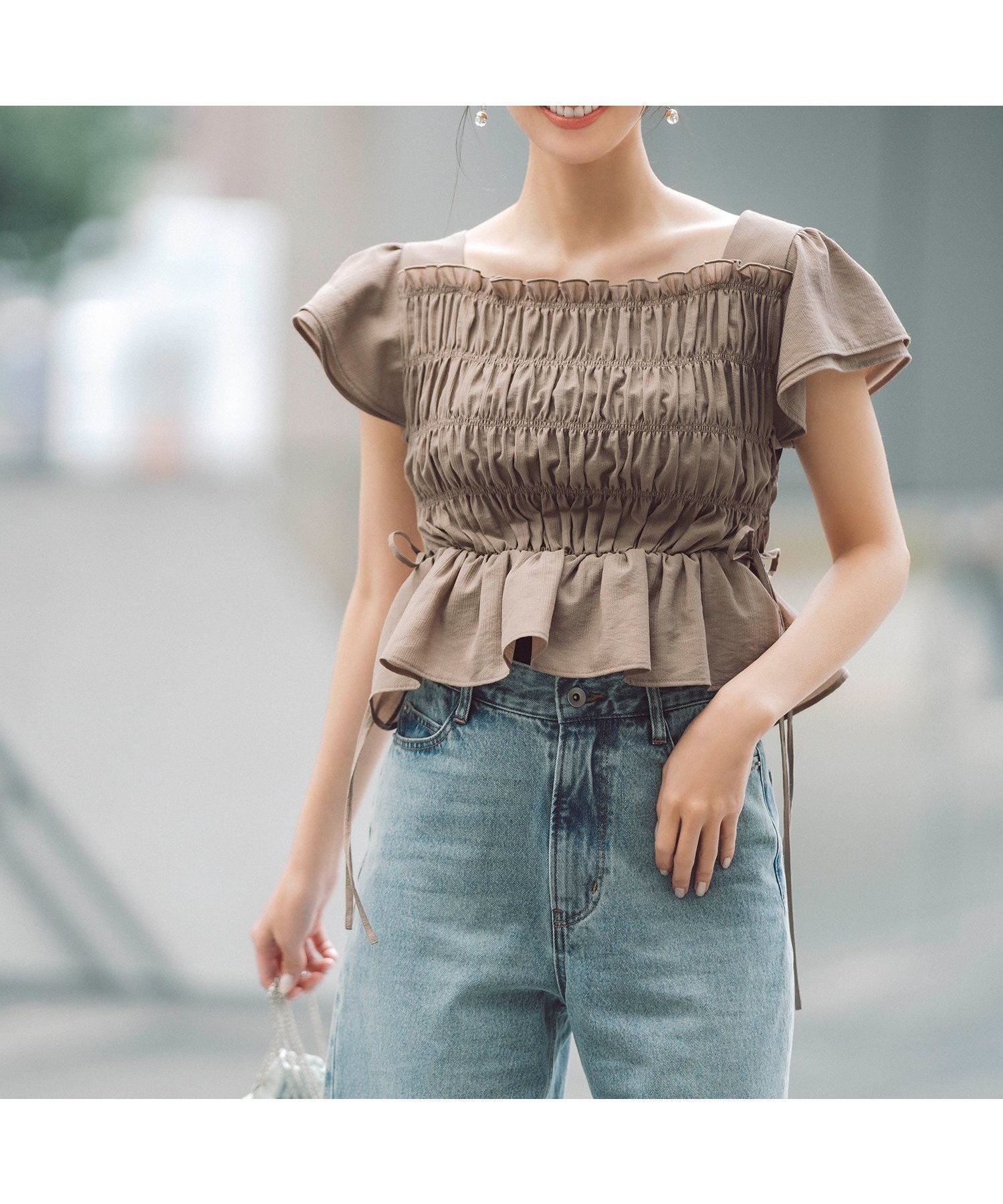 【ナチュラル ビューティー ベーシック/NATURAL BEAUTY BASIC】のレースアップフリルシャーリングブラウス 人気、トレンドファッション・服の通販 founy(ファニー) 　ファッション　Fashion　レディースファッション　WOMEN　トップス・カットソー　Tops/Tshirt　シャツ/ブラウス　Shirts/Blouses　 other-1|ID: prp329100004531487 ipo3291000000032497112