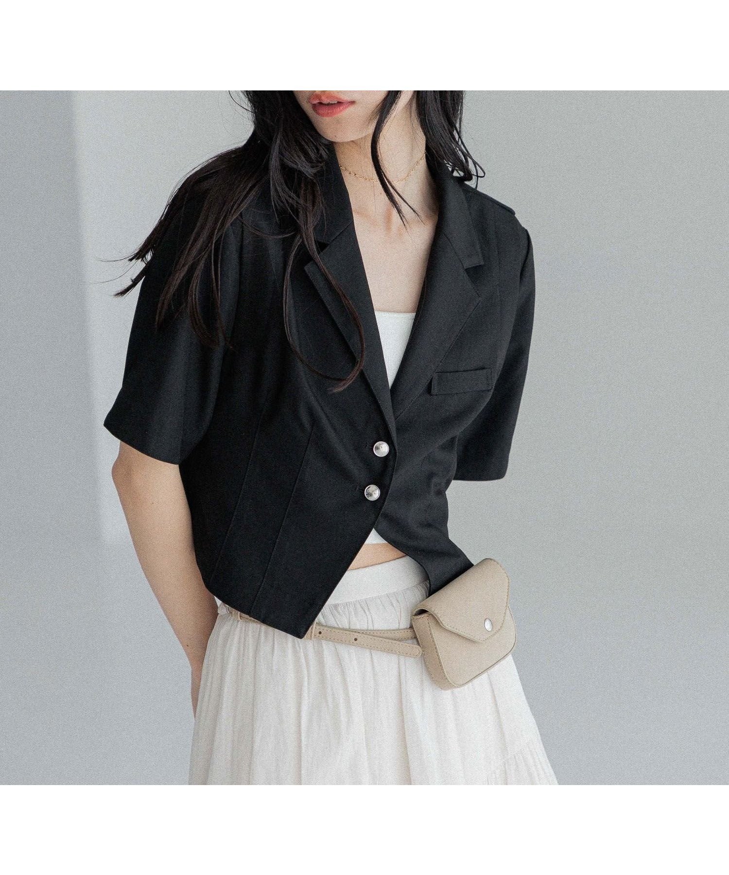 【ヘザー/Heather】のアソートコンパクトジャケット(半袖) インテリア・キッズ・メンズ・レディースファッション・服の通販 founy(ファニー) 　ファッション　Fashion　レディースファッション　WOMEN　アウター　Coat Outerwear　ジャケット　Jackets　インナー　Inner　コンパクト　Compact　シェイプ　Shape　ショルダー　Shoulder　シルバー　Silver　ジャケット　Jacket　セットアップ　Set Up　ラウンド　Round　半袖　Short Sleeve　ブラック|ID: prp329100004531496 ipo3291000000032033800