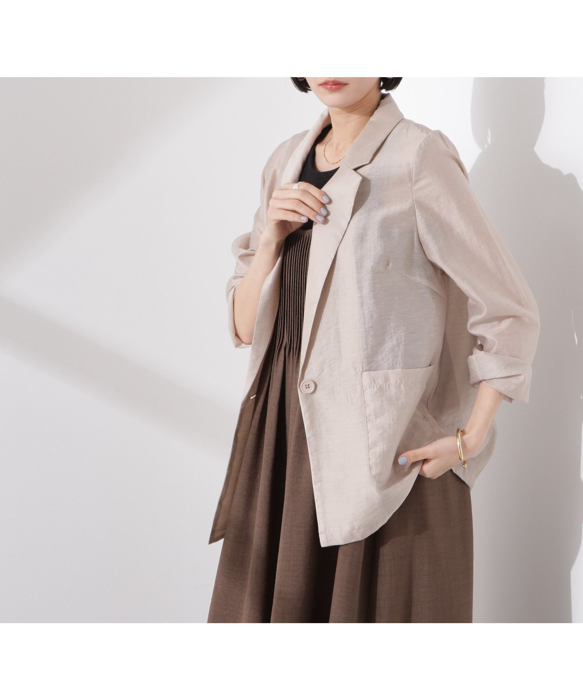 【ナノ ユニバース/nano universe】のシアーシングルジャケット インテリア・キッズ・メンズ・レディースファッション・服の通販 founy(ファニー) 　ファッション　Fashion　レディースファッション　WOMEN　アウター　Coat Outerwear　ジャケット　Jackets　ウォッシャブル　Washable　キャミソール　Camisole　クール　Cool　シアー　Sheer　ジャケット　Jacket　タンク　Tank　フォーマル　Formal　おすすめ　Recommend　エレガント 上品　Elegant　ビジネス 仕事 通勤　Business　2025年　2025　2025春夏・S/S　Ss,Spring/Summer,2025　グレージュ3|ID: prp329100004531506 ipo3291000000032033836