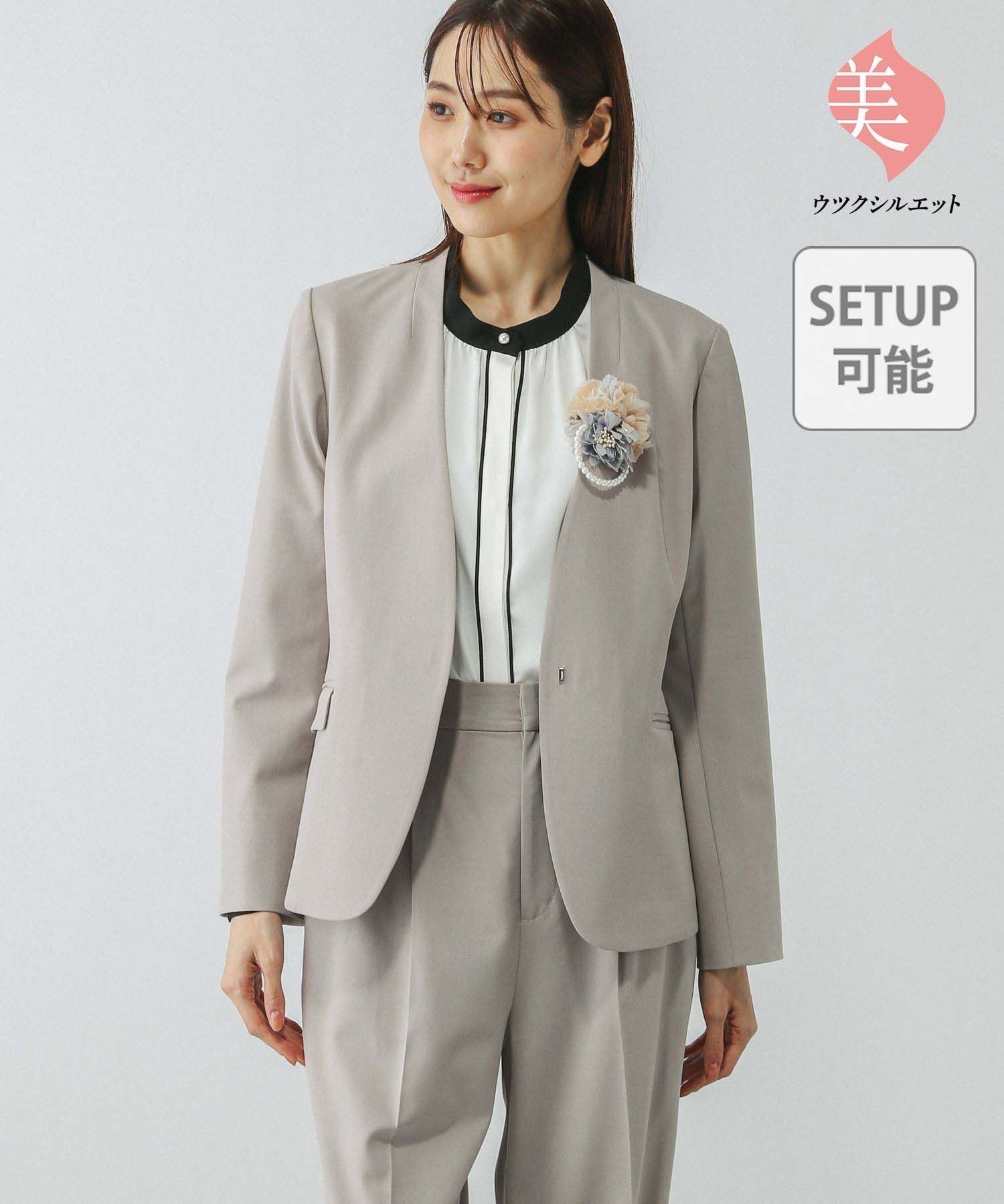 【グローバルワーク/GLOBAL WORK】のウツクシルエットノーカラージャケット/133613 インテリア・キッズ・メンズ・レディースファッション・服の通販 founy(ファニー) 　ファッション　Fashion　レディースファッション　Ladies' Fashion Online　アウター　Coat Outerwear　ジャケット　Jackets　ノーカラージャケット　No Collar Leather Jackets　ジャケット　Jacket　ダブル　Double　フレア　Flare　ワイド　Wide　グレージュ11|ID: prp329100004531533 ipo3291000000032682776