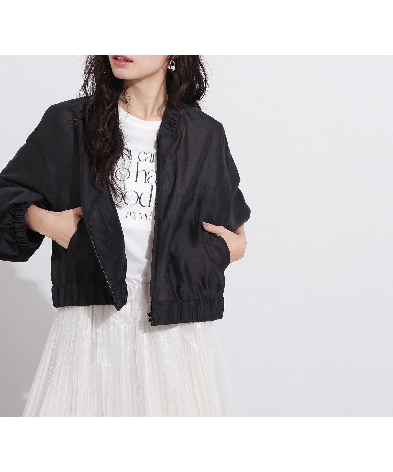 【エヌ ナチュラルビューティーベーシック/N.Natural Beauty basic】のシアーブルゾン インテリア・キッズ・メンズ・レディースファッション・服の通販 founy(ファニー) 　ファッション　Fashion　レディースファッション　WOMEN　アウター　Coat Outerwear　ブルゾン　Blouson/Jackets　ギャザー　Gather　シアー　Sheer　フェミニン　Feminine　ポケット　Pocket　ブラック|ID: prp329100004531553 ipo3291000000032073460