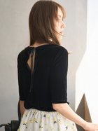 【ミラオーウェン/Mila Owen】のフロッキーベロア後ろスリット半袖トップス 人気、トレンドファッション・服の通販 founy(ファニー) ファッション Fashion レディースファッション WOMEN トップス・カットソー Tops/Tshirt ベロア Velour カットソー Cut And Sew キャミ Cami サテン Satin シアー Sheer スリット Slit スリーブ Sleeve チュール Tulle ハーフ Half パイピング Piping ベロア Velor リボン Ribbon エレガント 上品 Elegant 人気 Popularity 今季 This Season 半袖 Short Sleeve 夏 Summer thumbnail BLK[009]|ID: prp329100004531564 ipo3291000000032282560