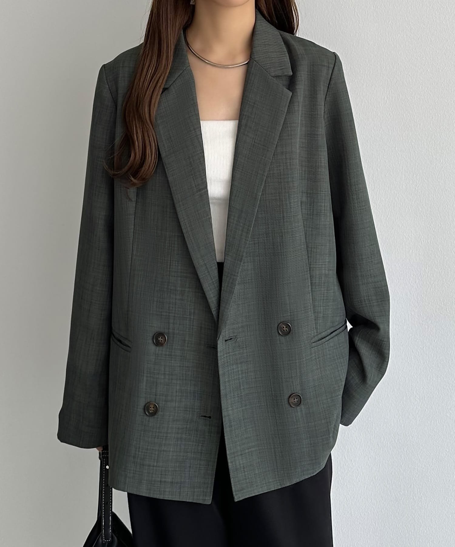 【ジュノア/JUNOAH】のcallautia テーラードジャケット インテリア・キッズ・メンズ・レディースファッション・服の通販 founy(ファニー) 　ファッション　Fashion　レディースファッション　WOMEN　アウター　Coat Outerwear　ジャケット　Jackets　テーラードジャケット　Tailored Jackets　チェック　Check　無地　Plain Color　チャコール|ID: prp329100004531577 ipo3291000000032034117
