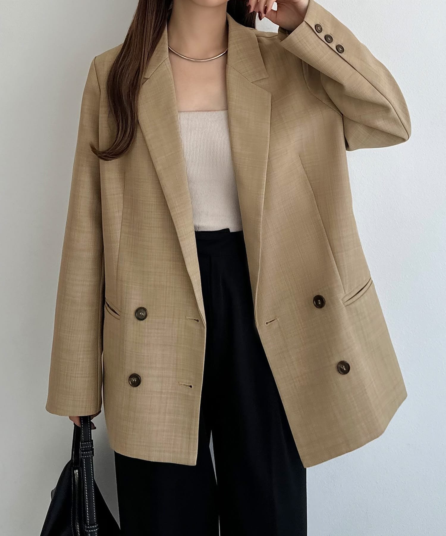 【ジュノア/JUNOAH】のcallautia テーラードジャケット インテリア・キッズ・メンズ・レディースファッション・服の通販 founy(ファニー) 　ファッション　Fashion　レディースファッション　WOMEN　アウター　Coat Outerwear　ジャケット　Jackets　テーラードジャケット　Tailored Jackets　チェック　Check　無地　Plain Color　ライトベージュ|ID: prp329100004531577 ipo3291000000032034122