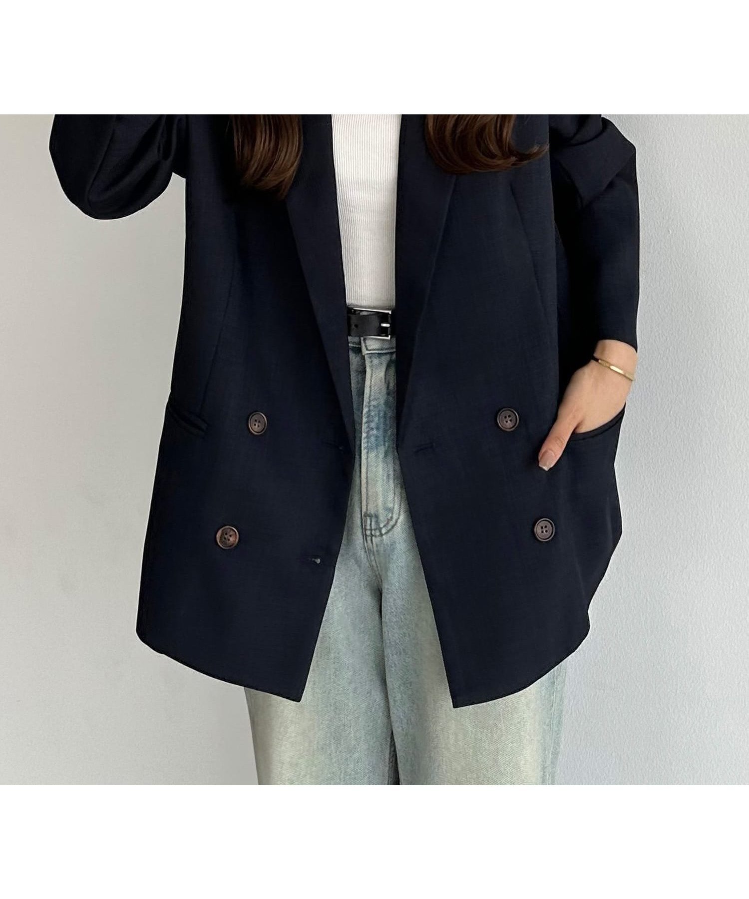 【ジュノア/JUNOAH】のcallautia テーラードジャケット インテリア・キッズ・メンズ・レディースファッション・服の通販 founy(ファニー) 　ファッション　Fashion　レディースファッション　WOMEN　アウター　Coat Outerwear　ジャケット　Jackets　テーラードジャケット　Tailored Jackets　チェック　Check　無地　Plain Color　ネイビー|ID: prp329100004531577 ipo3291000000032034123