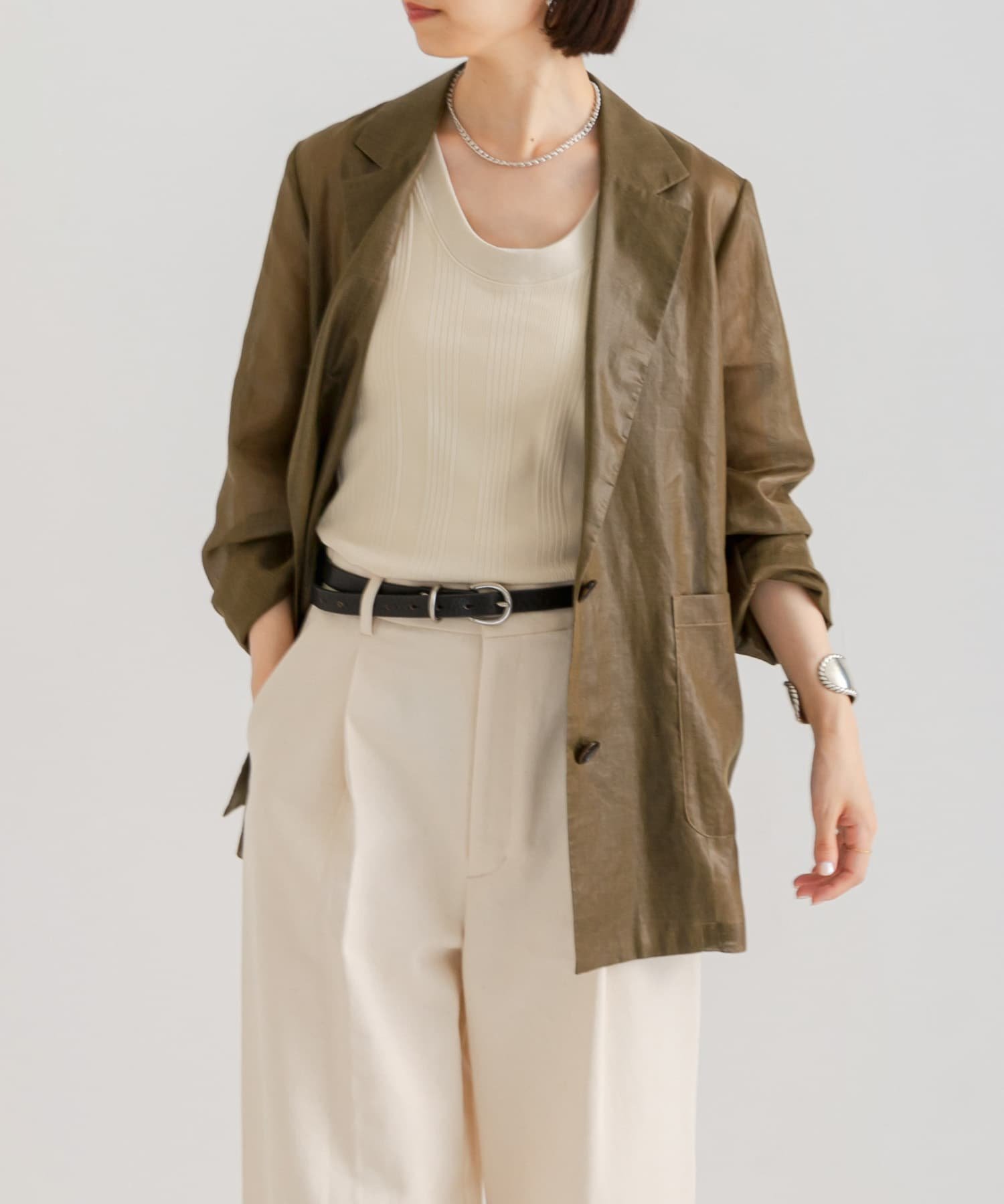 【アーバンリサーチ/URBAN RESEARCH】のシアーボイルジャケット インテリア・キッズ・メンズ・レディースファッション・服の通販 founy(ファニー) 　ファッション　Fashion　レディースファッション　Ladies' Fashion Online　アウター　Coat Outerwear　ジャケット　Jackets　2024年　2024　2024-2025秋冬・A/W　Aw/Autumn/Winter/Fw/Fall/2024-2025　冬　Winter　おすすめ　Recommend　シンプル　Simple　ジャケット　Jacket　デニム　Denim　トレンド　Trend　フェイクレザー　Faux Leather　ベーシック　Basic　エレガント 上品　Elegant　A/W・秋冬　Aw・Autumn/Winter・Fw・Fall-Winter　KHAKI|ID: prp329100004531583 ipo3291000000032647630
