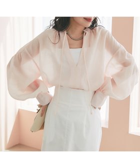 【ラブティックボンボン/La boutique BonBon】の【ふんわり透け感が美しい】シアーリボンボリュームスリーブブラウス 人気、トレンドファッション・服の通販 founy(ファニー) ファッション Fashion レディースファッション Fashion for Women トップス・カットソー Cut & Sew Tops シャツ・ブラウス・オフィスカジュアル Elegant Blouses & Button-Ups ボリューム袖・フリルスリーブブラウス Voluminous & Ruffle Sleeves / Puffy Sleeve Tops おすすめ Recommended / Our Picks インナー Innerwear カフス Cuff Design シンプル Simple, Minimal ジャケット Jacket, Outerwear スリーブ Sleeve, Long Sleeve / Short Sleeve バルーン Balloon, Balloon Silhouette ミドル Middle Length, Mid Height エレガント 上品 Elegant |ID:prp329100004531594