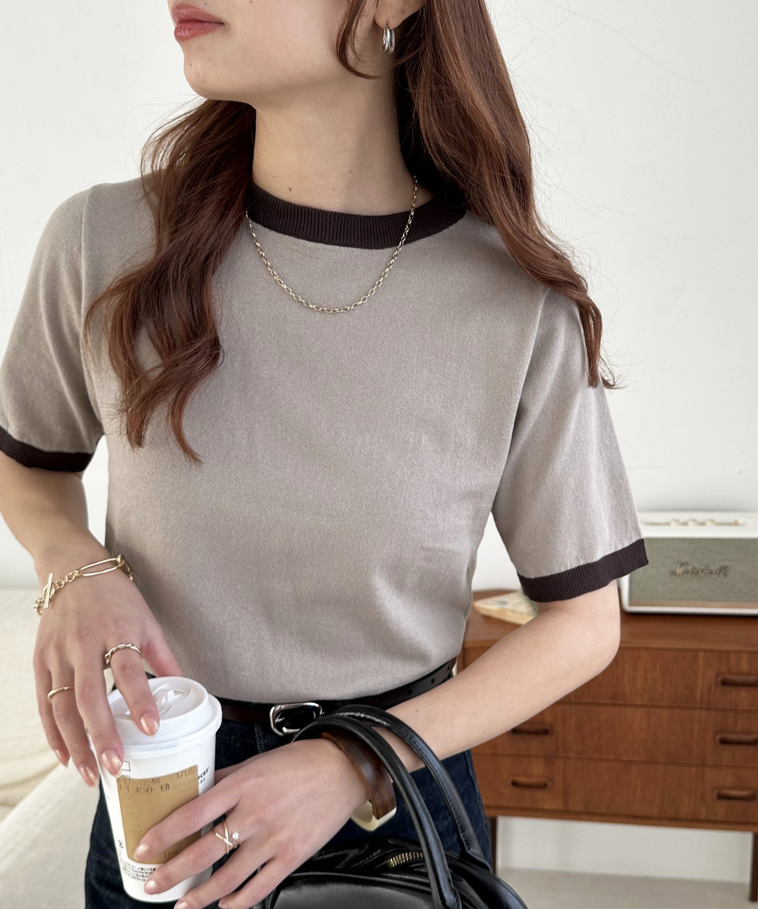 【ディスコート/Discoat】の【WEB限定】配色半袖プルオーバー インテリア・キッズ・メンズ・レディースファッション・服の通販 founy(ファニー) 　ファッション　Fashion　レディースファッション　Fashion for Women　トップス・カットソー　Cut & Sew Tops　カジュアルプルオーバー・ニットトップス　Pullovers & Knit Tops / Casual Pullovers　エレガント 上品　Elegant　半袖　Short Sleeve, Half Sleeve　グレージュ|ID: prp329100004531612 ipo3291000000033575478